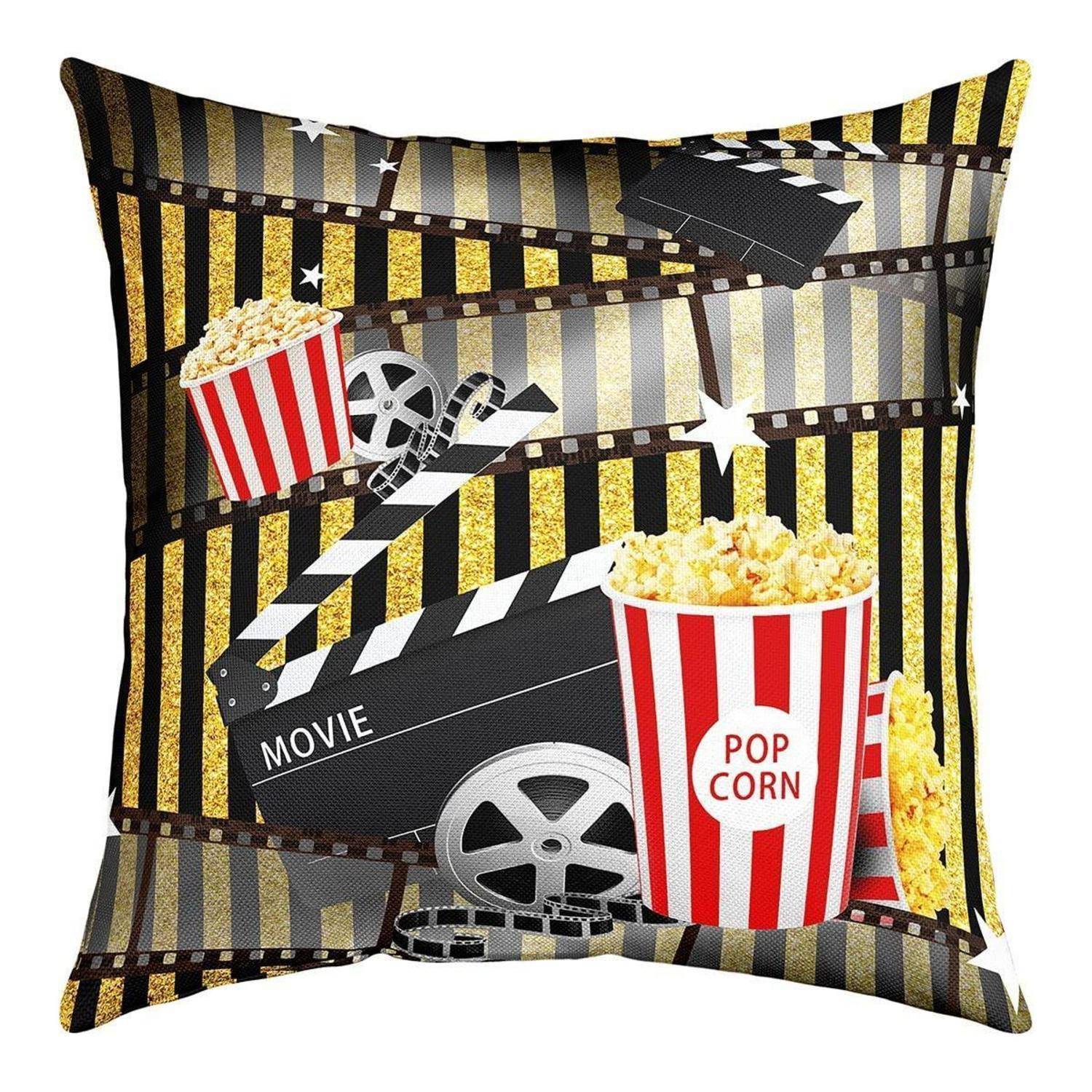 4er Set Kissenbezüge 50x50cm Popcorn Film Motiv Polyester