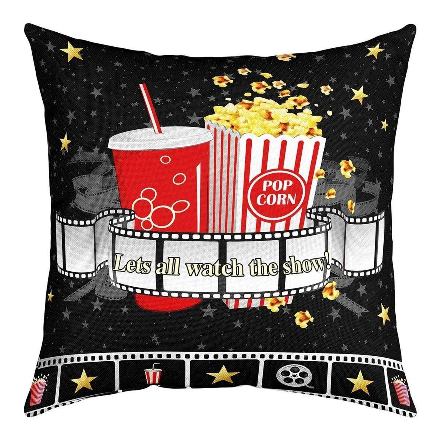 4er Set Kissenbezüge 50x50cm Popcorn Film Motiv Polyester
