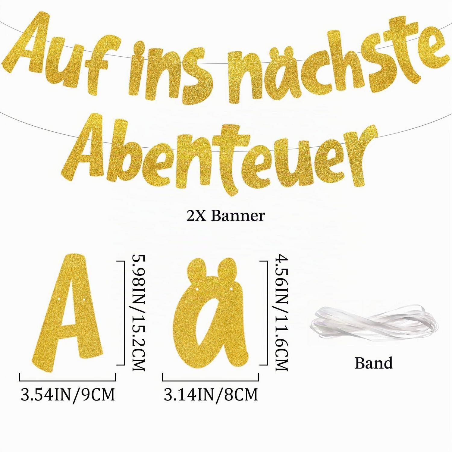 Girlande "Auf ins nächste Abenteuer" Gold Glitzer