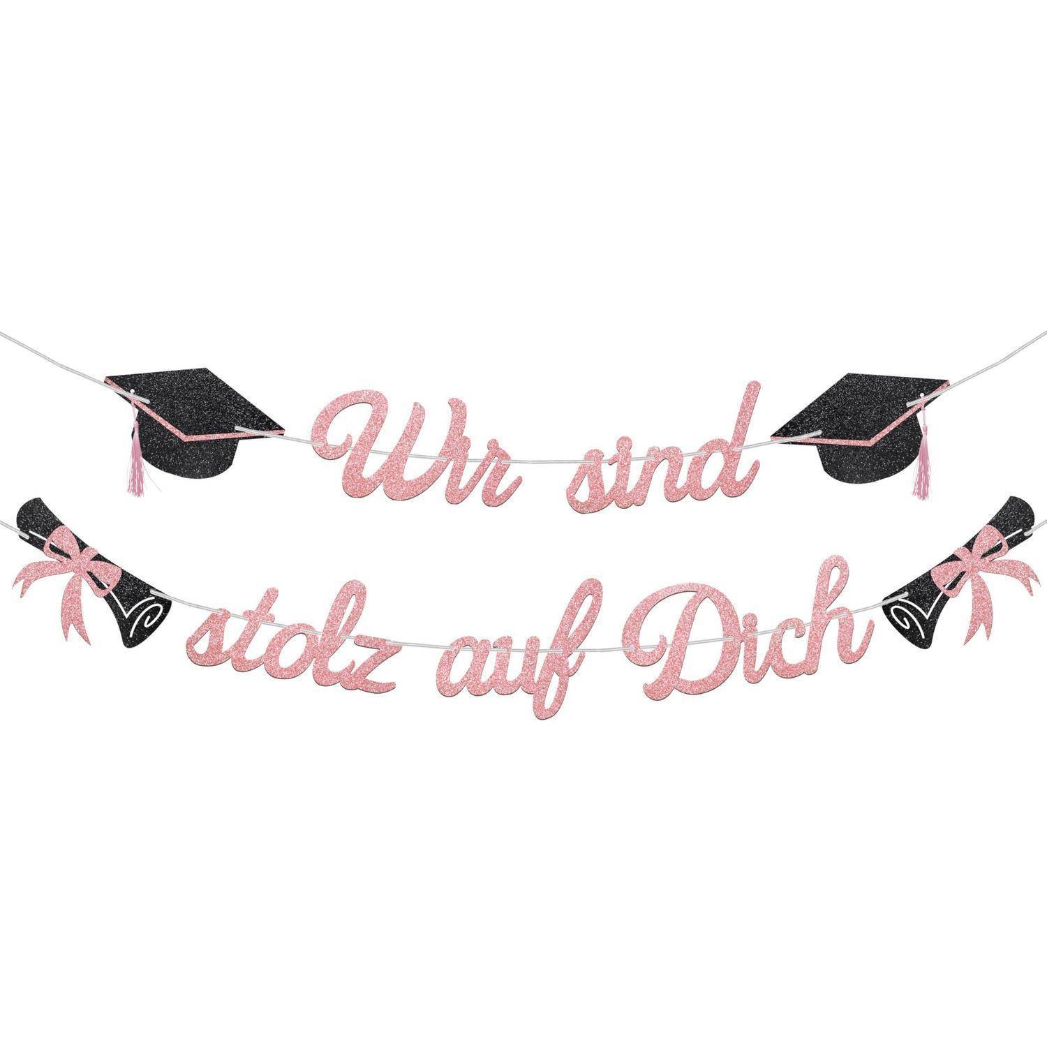 Girlande "Wir sind stolz auf Dich" 2.5m Rose Gold