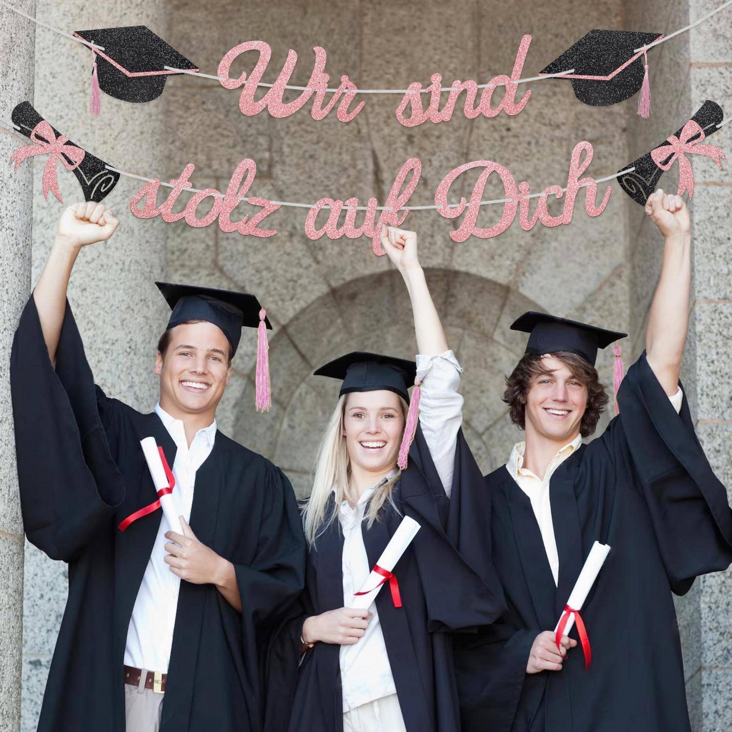 Girlande "Wir sind stolz auf Dich" 2.5m Rose Gold