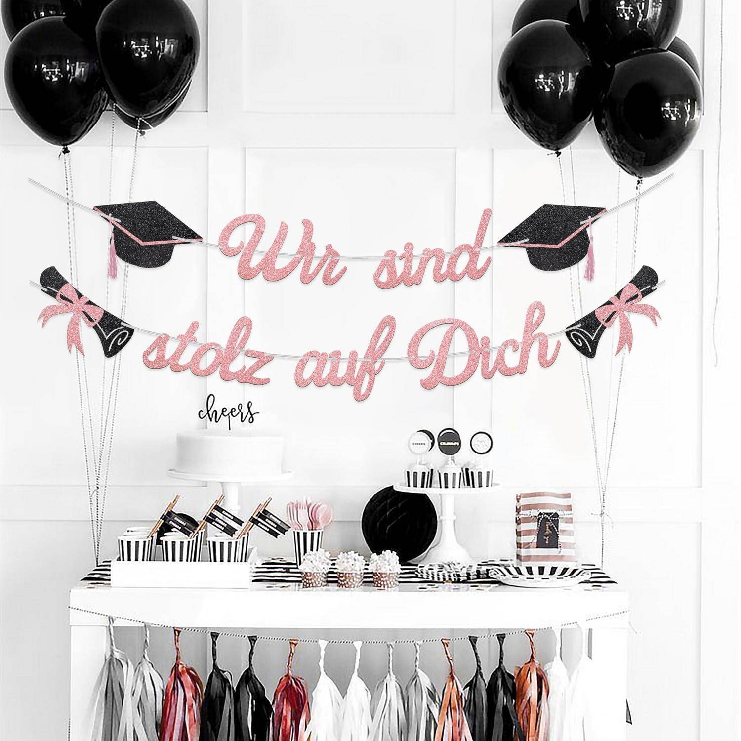 Girlande "Wir sind stolz auf Dich" 2.5m Rose Gold