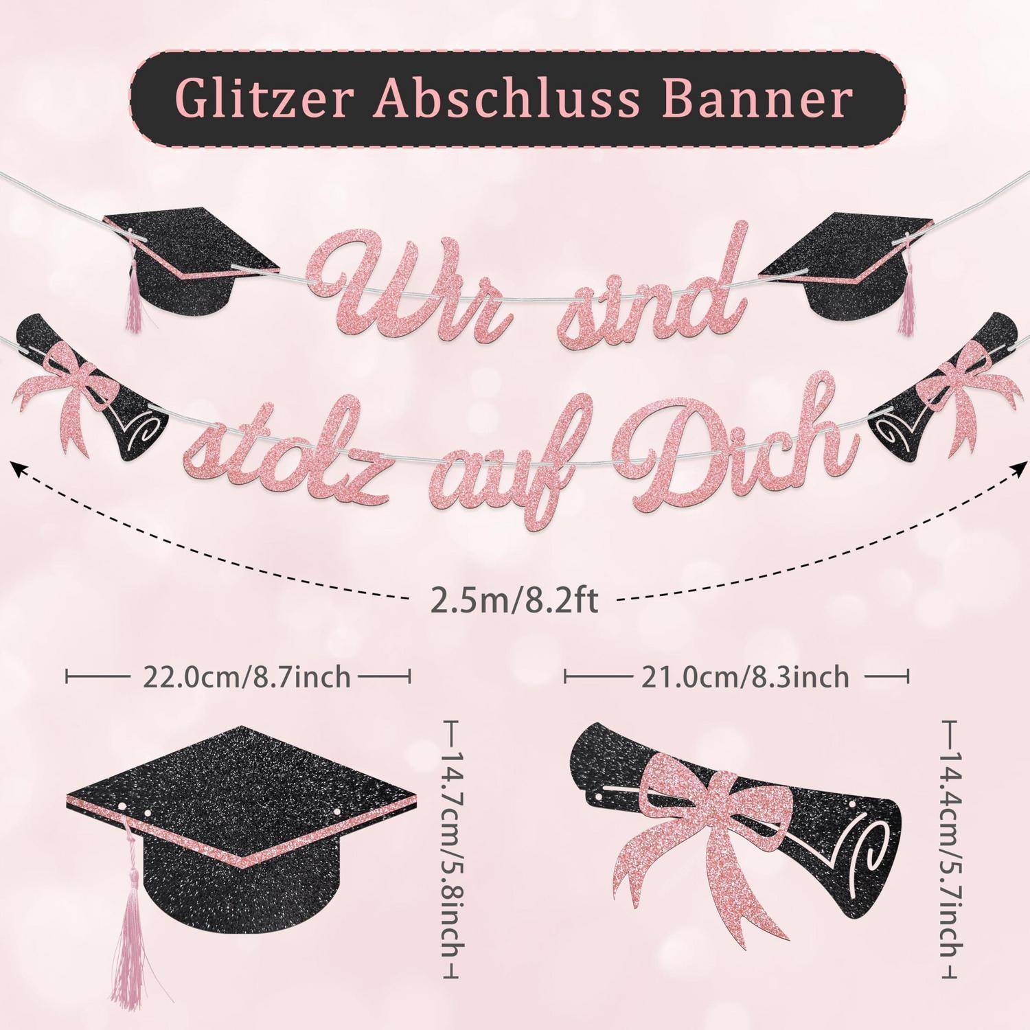 Girlande "Wir sind stolz auf Dich" 2.5m Rose Gold