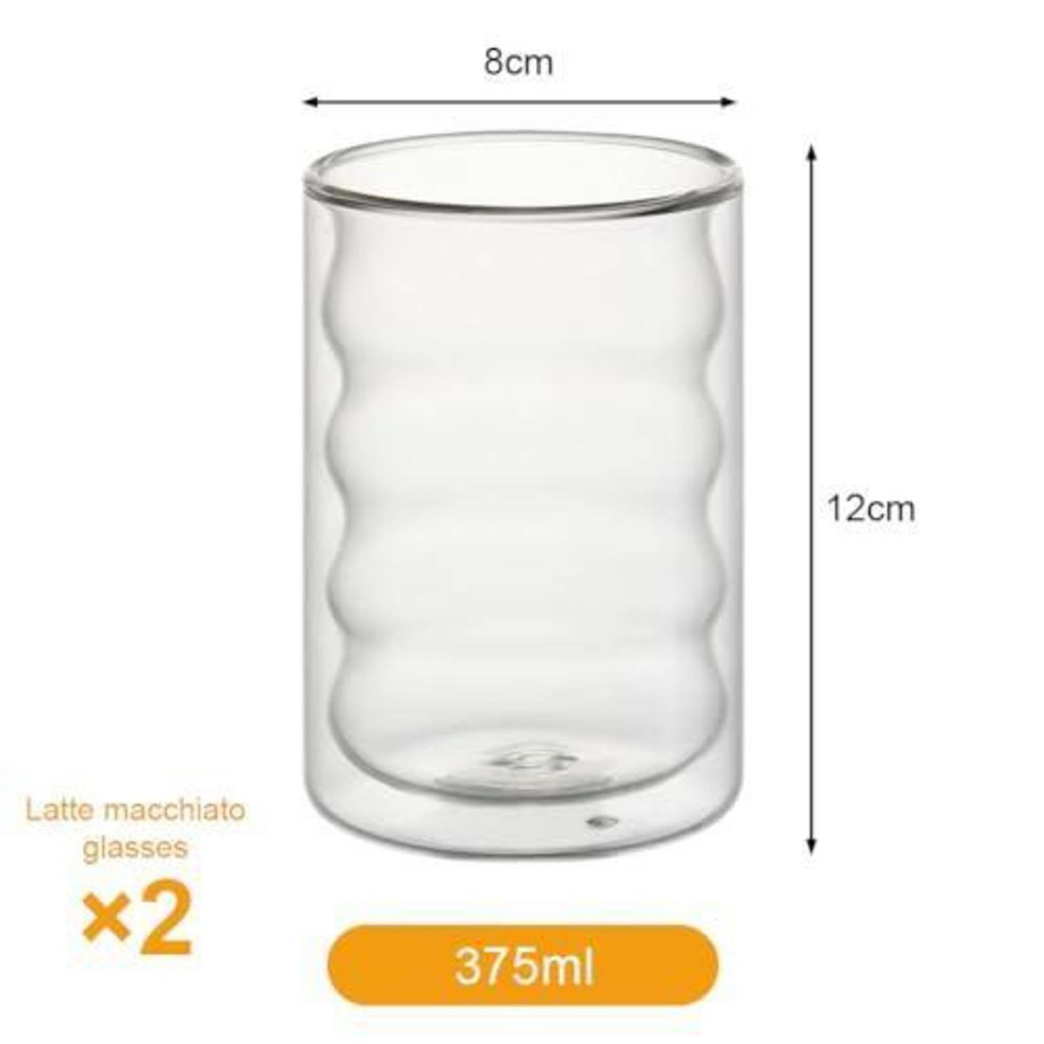 Vicloon Doppelwandige Espressotassen 375ml, 2 Stück, Borosilikatglas