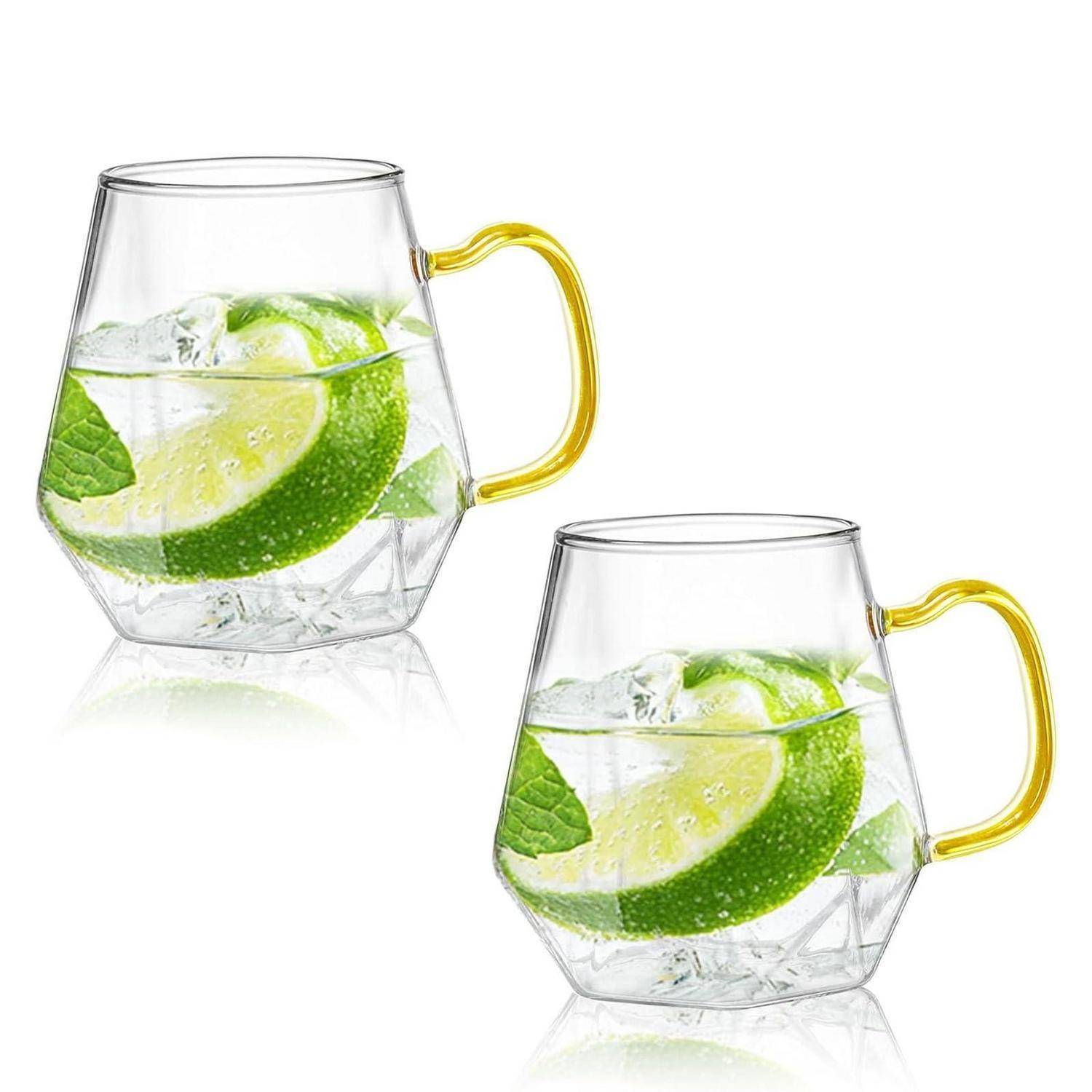 Kaffeegläser 2er Set Borosilikatglas 300ml transparent mit Henkel