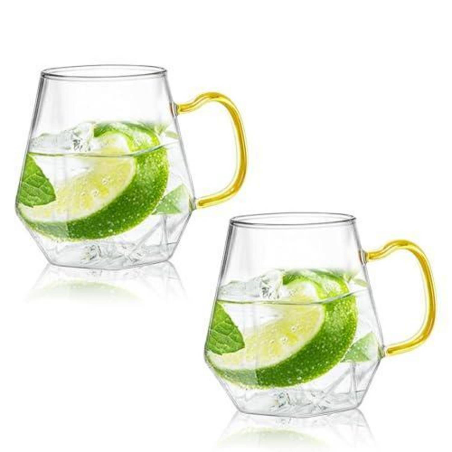 Kaffeegläser 2er Set Borosilikatglas 300ml transparent mit Henkel