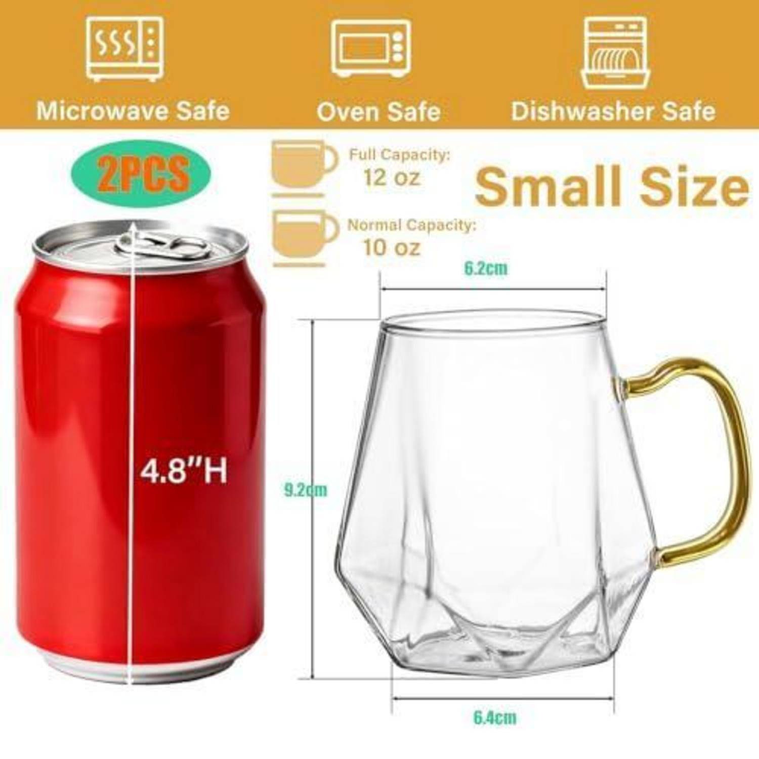 Kaffeegläser 2er Set Borosilikatglas 300ml transparent mit Henkel