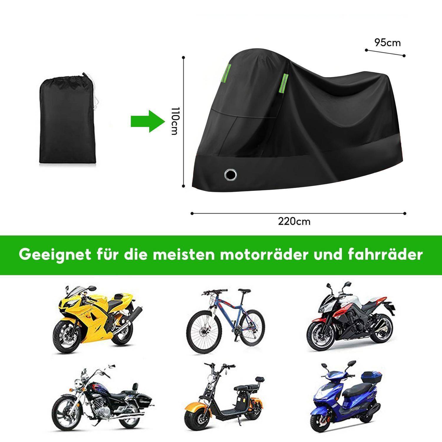Fahrradabdeckung Wasserdicht Schwarz 220x110x95cm