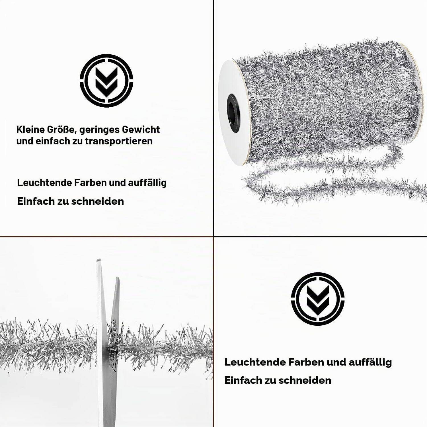 Lametta Girlande 25m x 1,8cm Silber