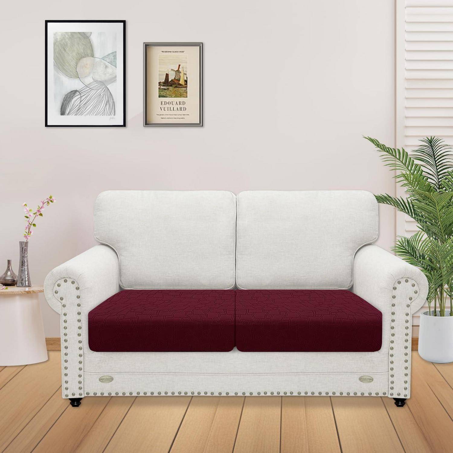 Ystyle Sofa Sitzkissenbezug Stretch 2er Set Burgunderrot