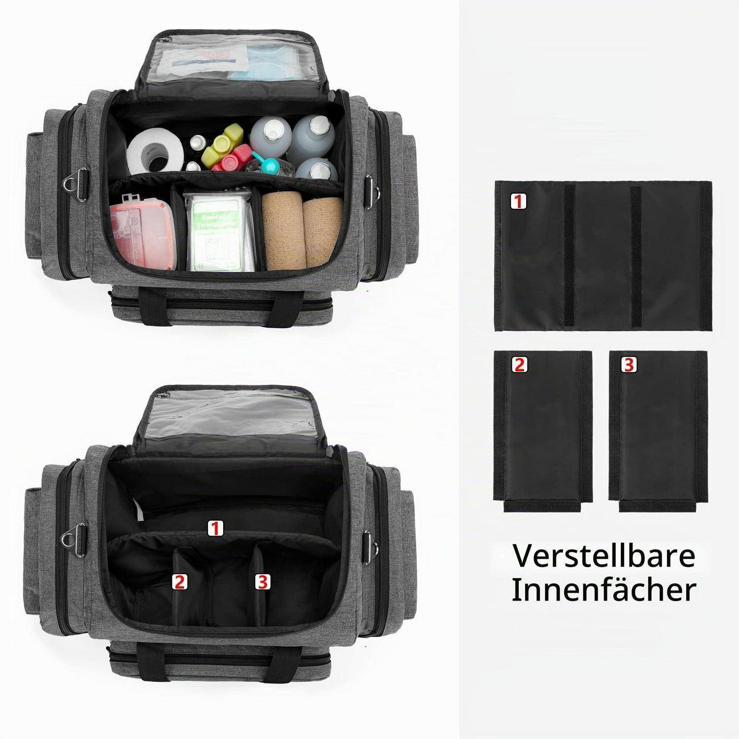 Damero Medizinische Trauma Tasche leer Grau mit Trennwänden