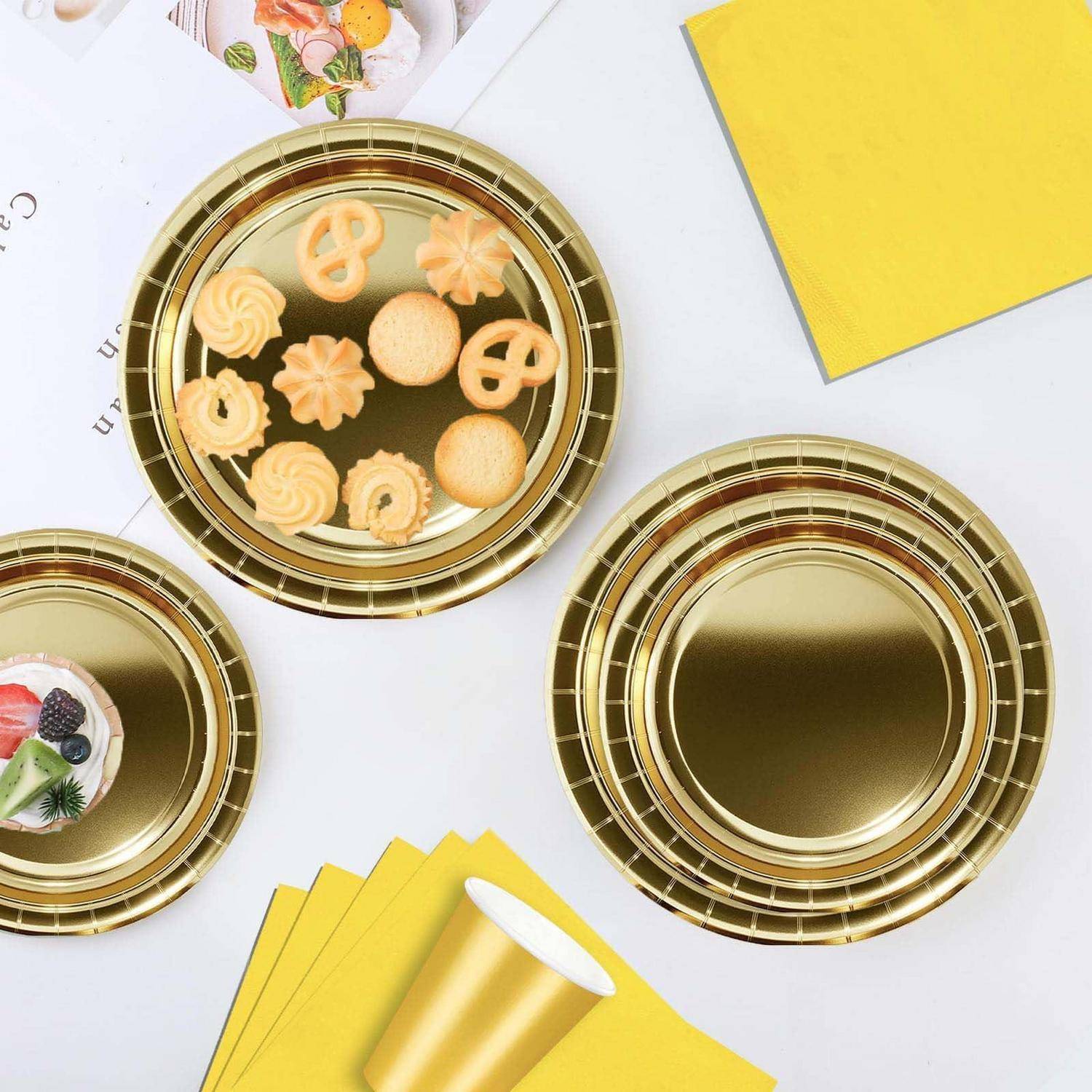 Pappteller Gold 16 Stück 23cm Rund Einwegteller Partygeschirr
