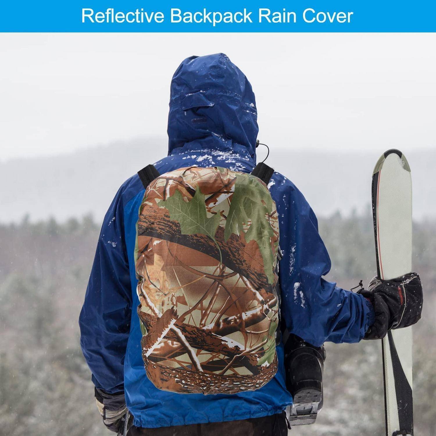 Rucksack Regenhülle S Blattmuster 20-28L wasserdicht mit Reflexstreifen