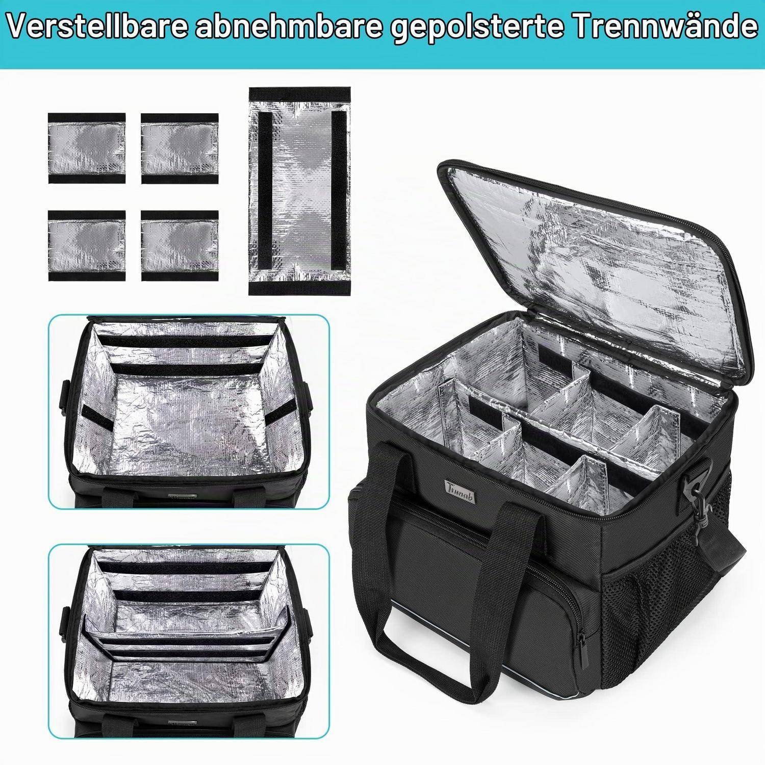 Trunab Isolierte Medizinische Tasche Schwarz mit 5 Trennwänden