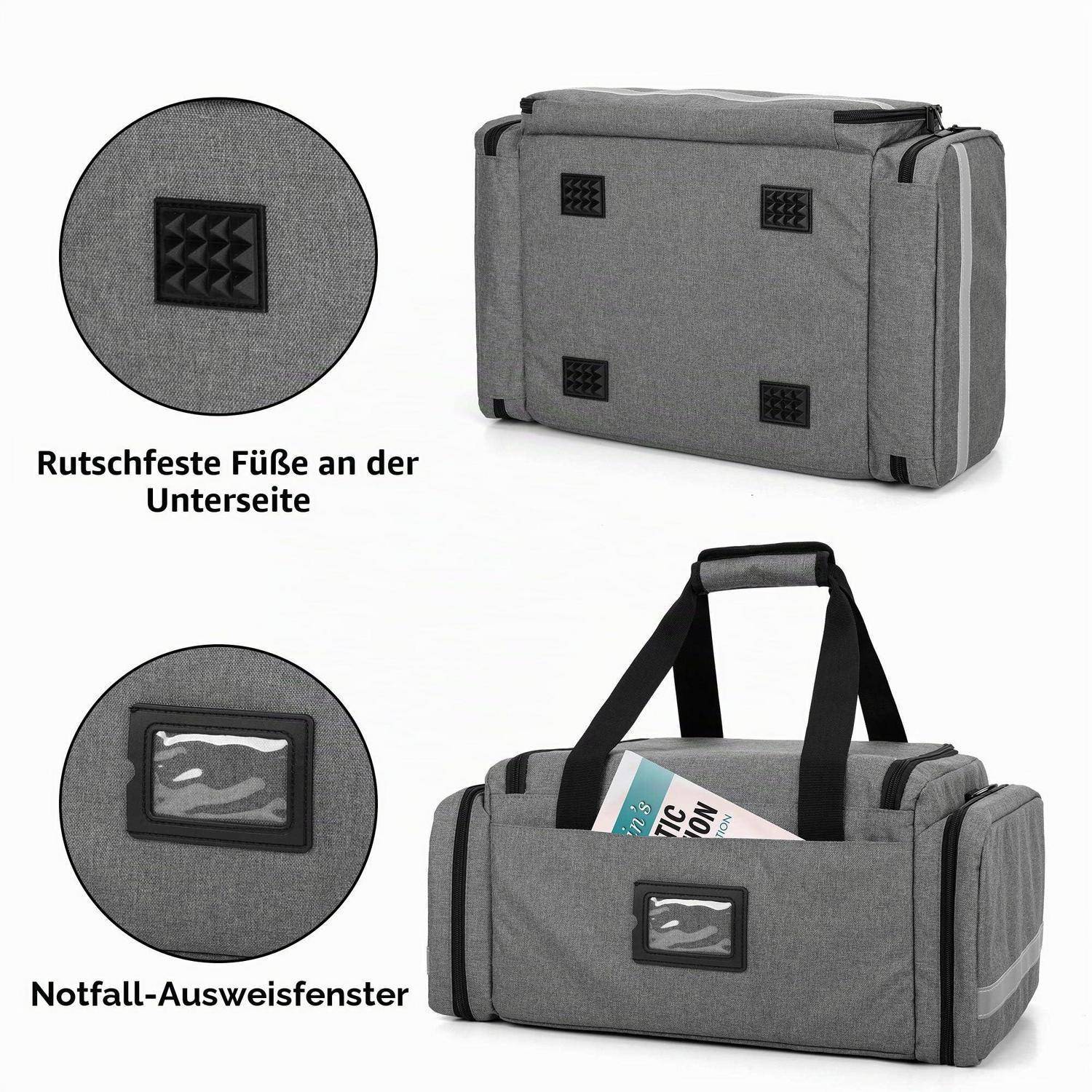 Trunab Notfalltasche Grau mit Trennwänden und reflektierenden Streifen