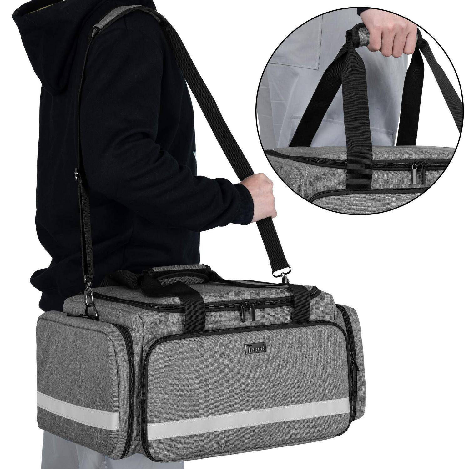 Trunab Notfalltasche Grau mit Trennwänden und reflektierenden Streifen