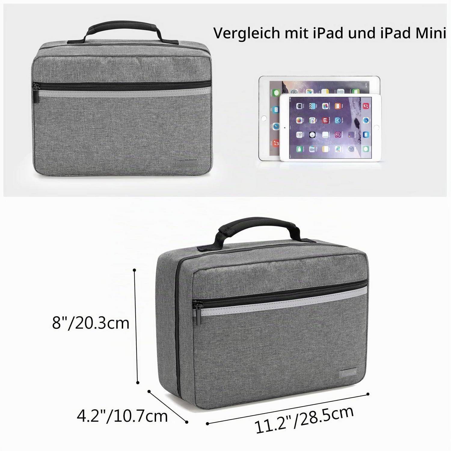 Erste-Hilfe-Tasche Grau mit mehreren Fächern und Tragegriff