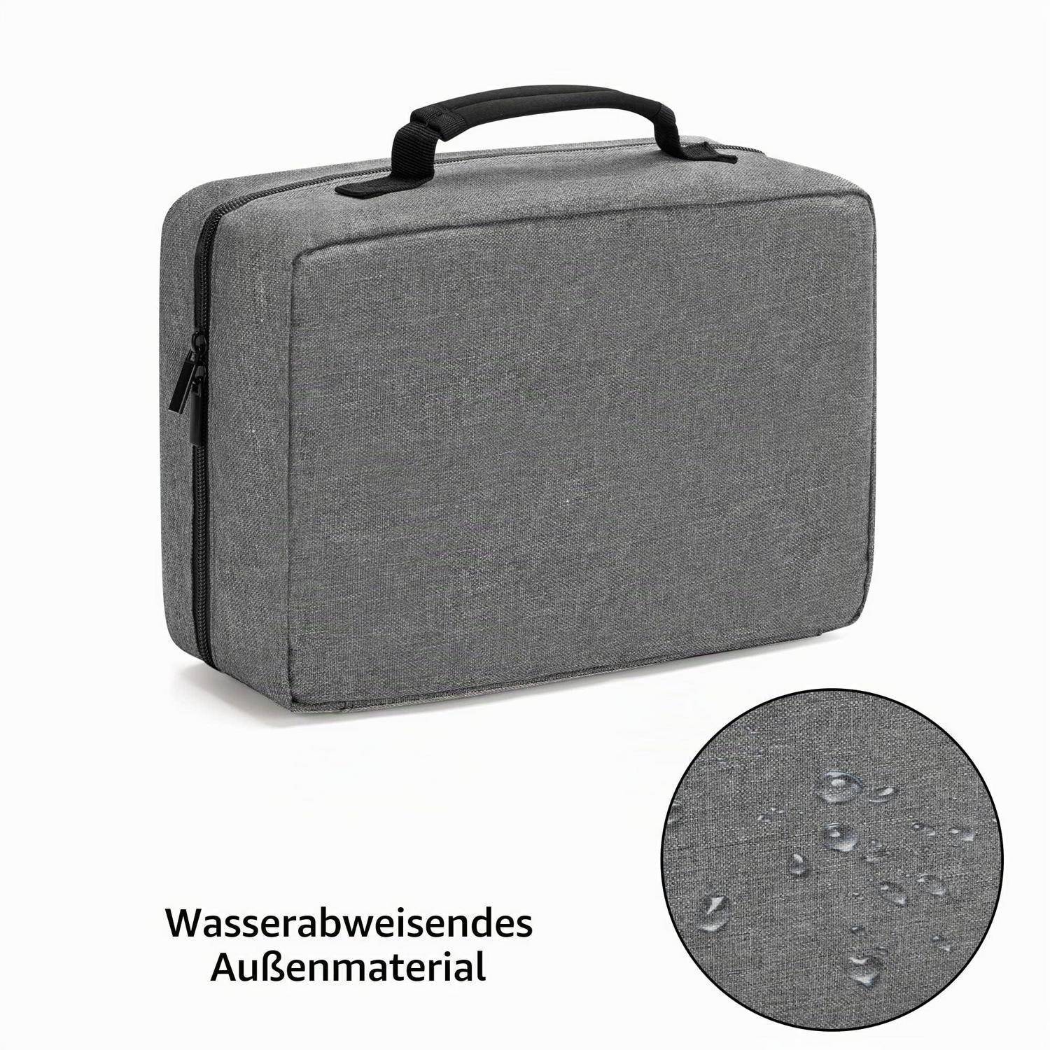 Erste-Hilfe-Tasche Grau mit mehreren Fächern und Tragegriff