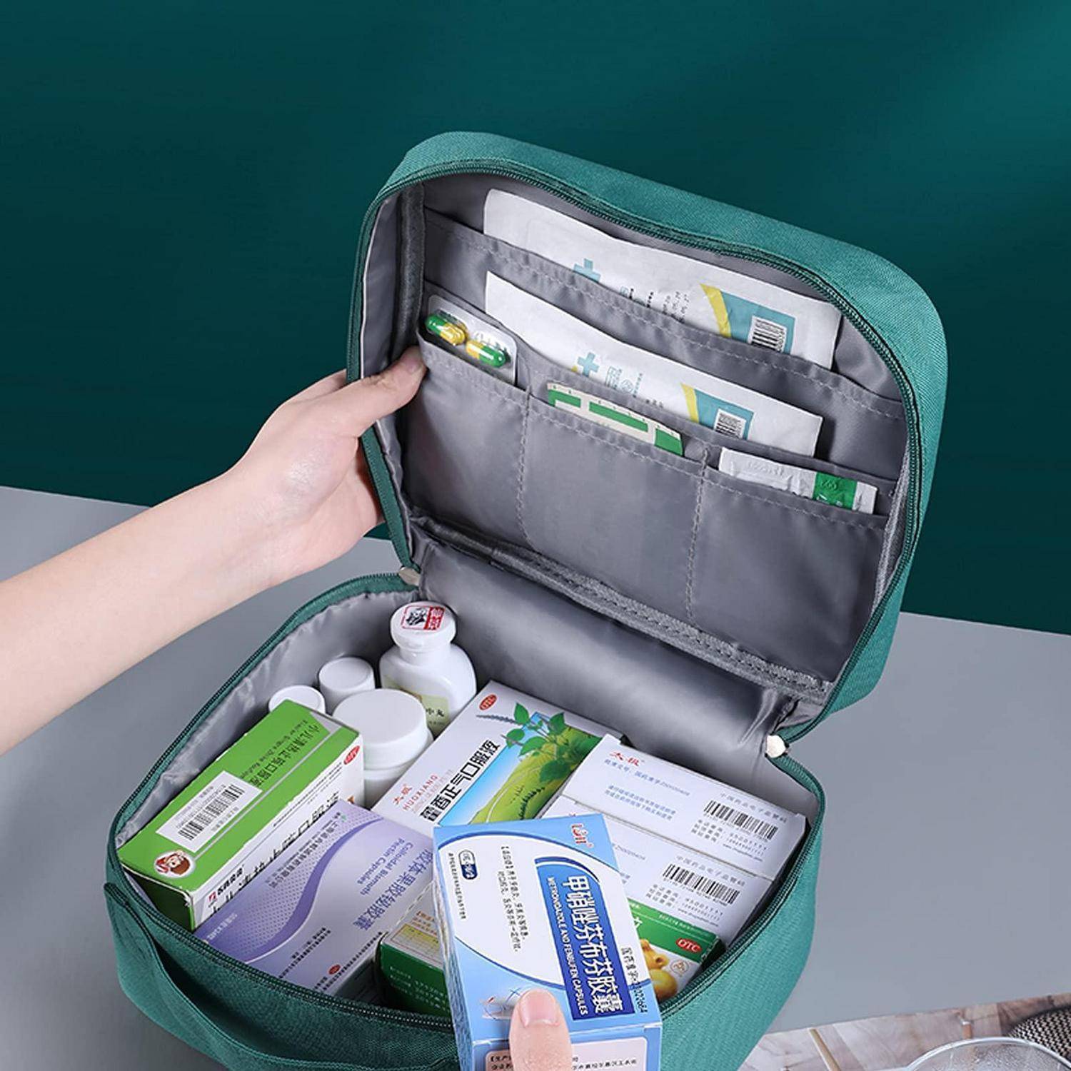 Medikamententasche Oxford-Stoff Grün 25x20x13,5cm