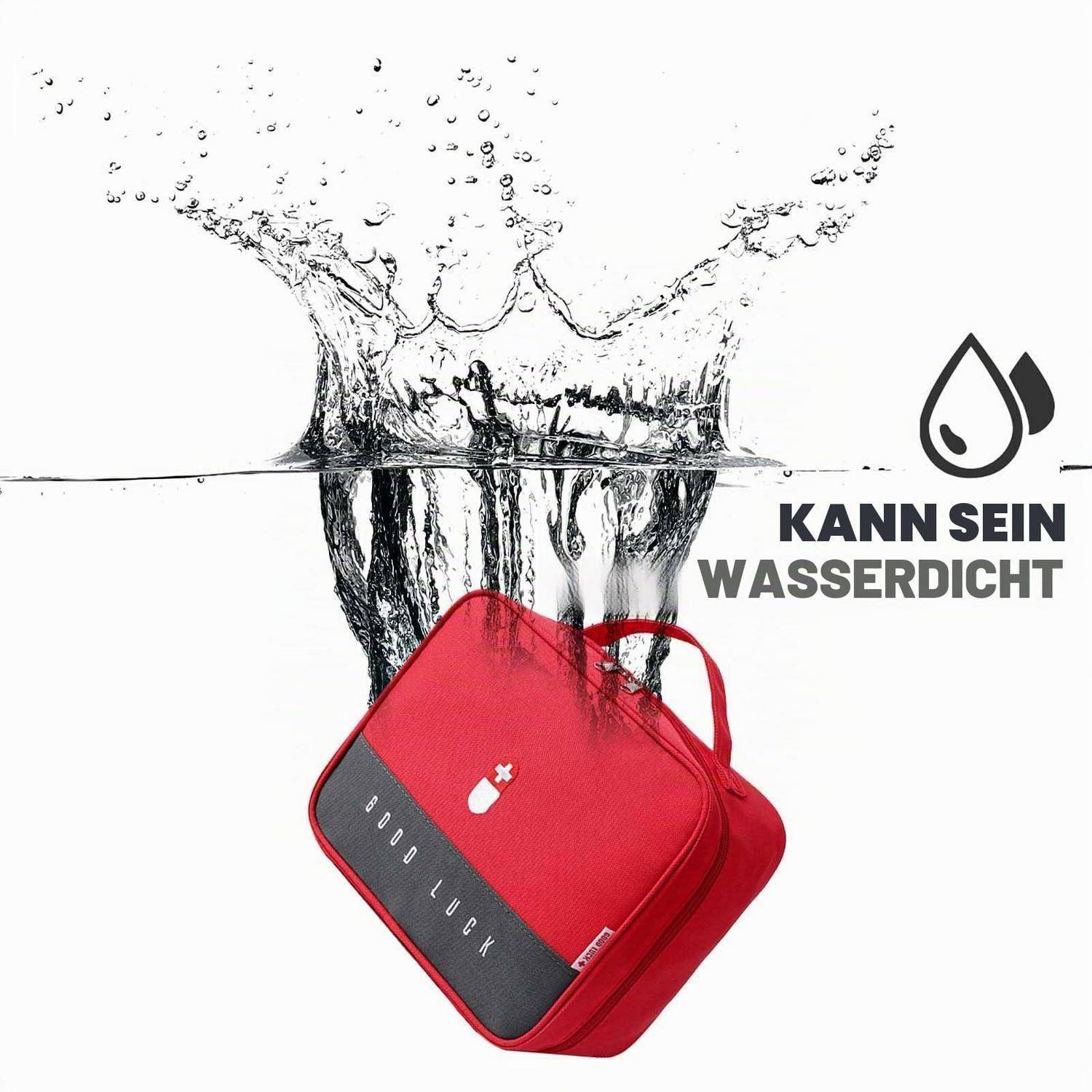 Medikamententasche Rot 25x20x13,5cm Oxford Doppelschicht Wasserdicht