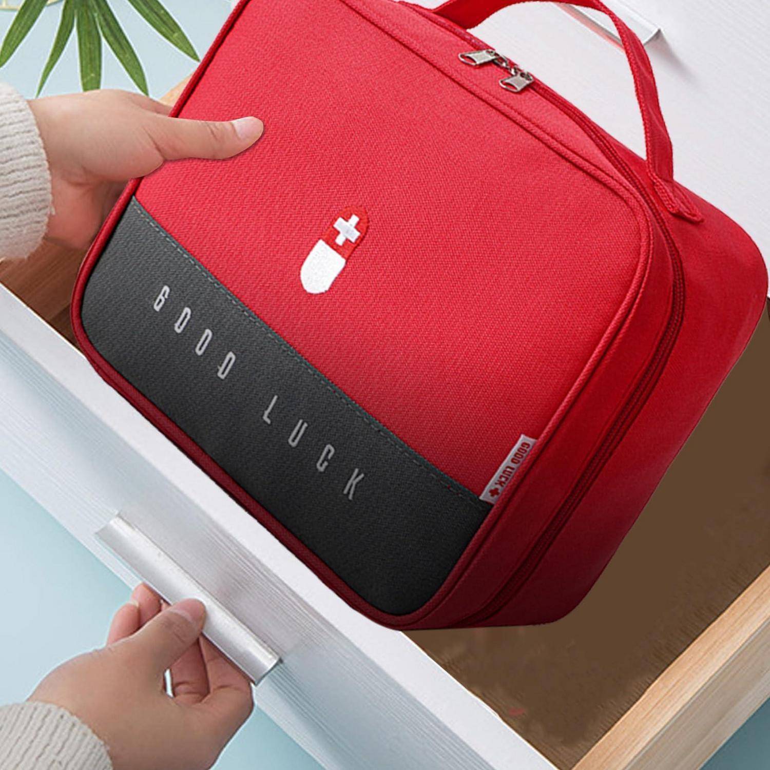 Medikamententasche Rot 25x20x13,5cm Oxford Doppelschicht Wasserdicht