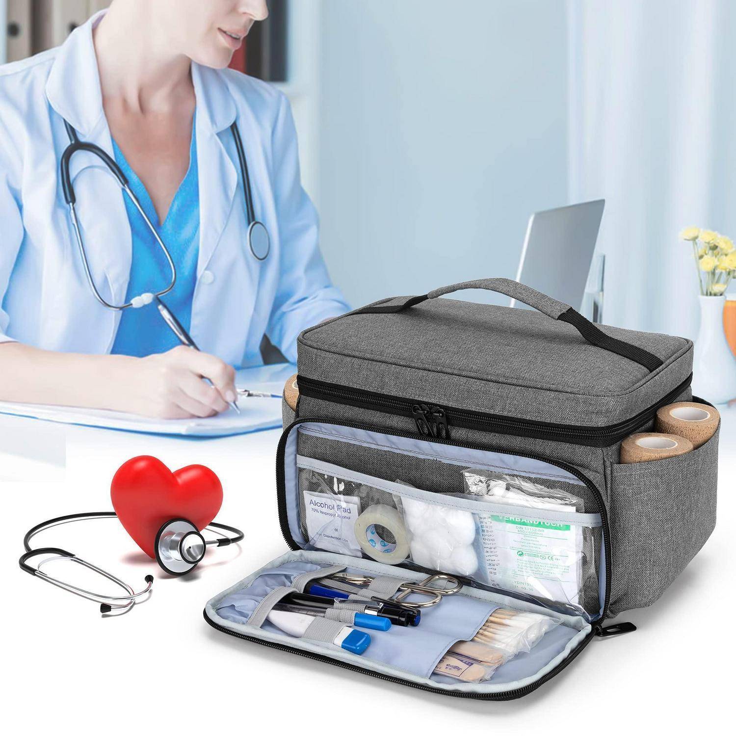 CURMIO Erste Hilfe Tasche Grau 29x19,5x17,5cm Wasserabweisend