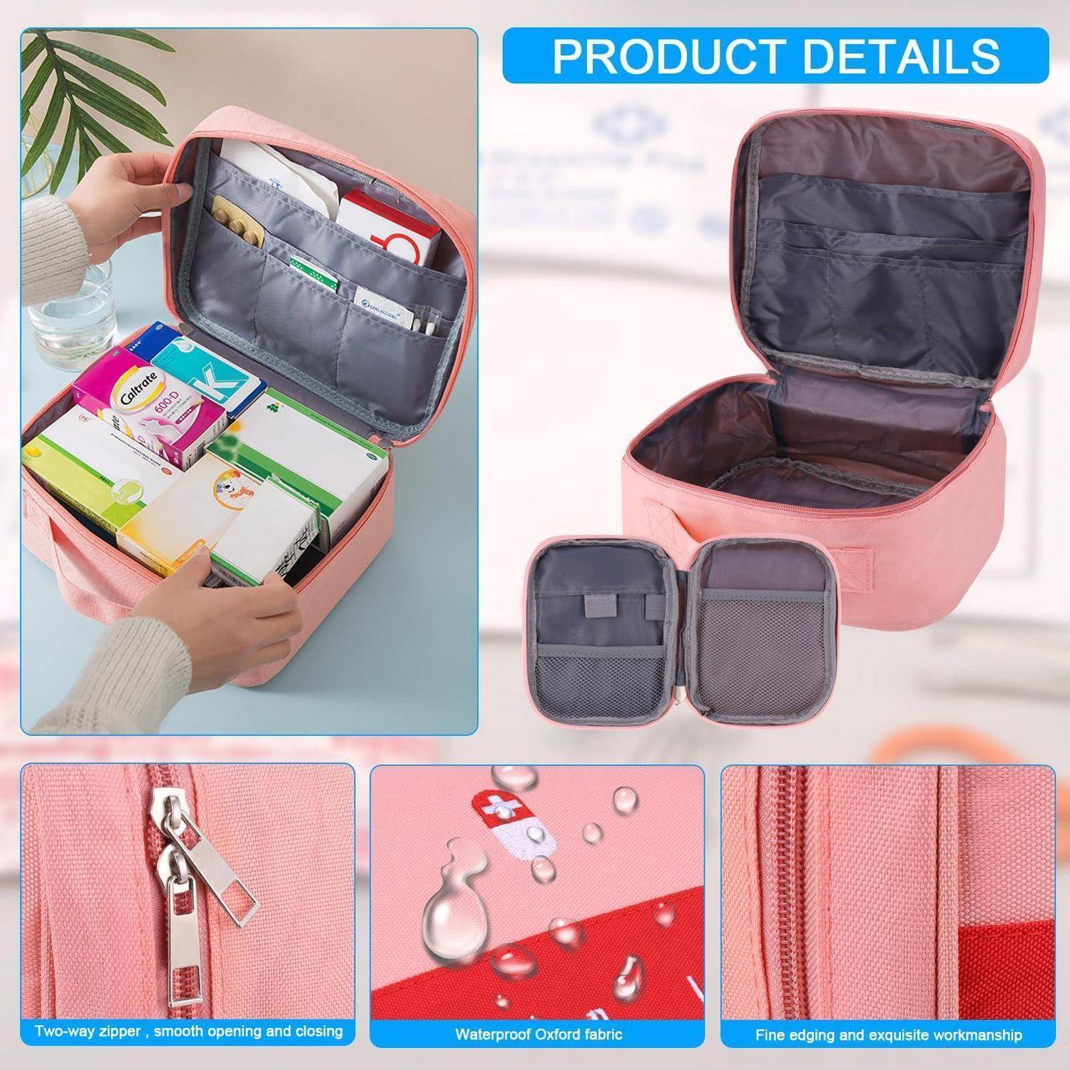 Fentar Medikamententasche Reiseapotheke 2er Set Rosa/Schwarz Wasserfest