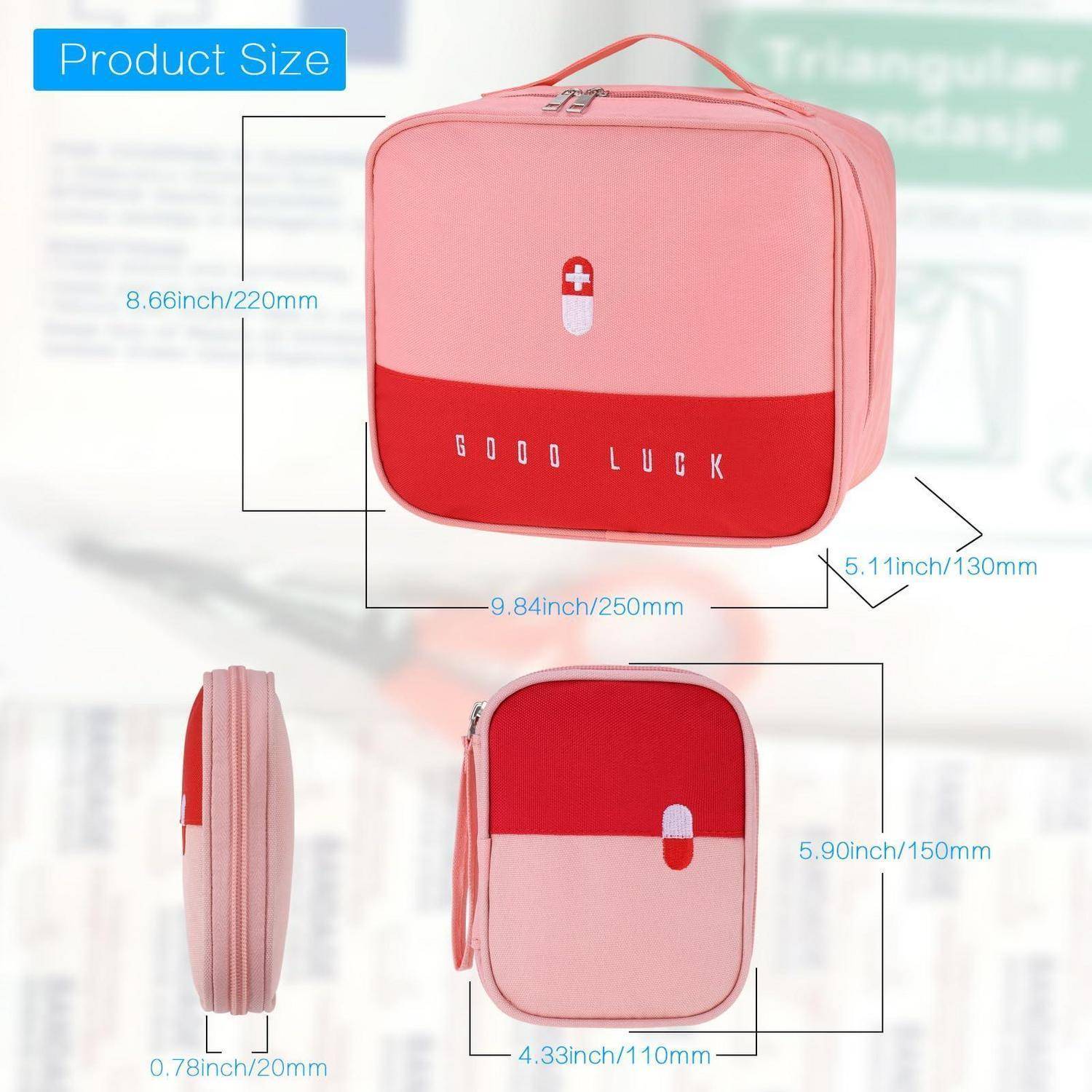 Fentar Medikamententasche Reiseapotheke 2er Set Rosa/Schwarz Wasserfest