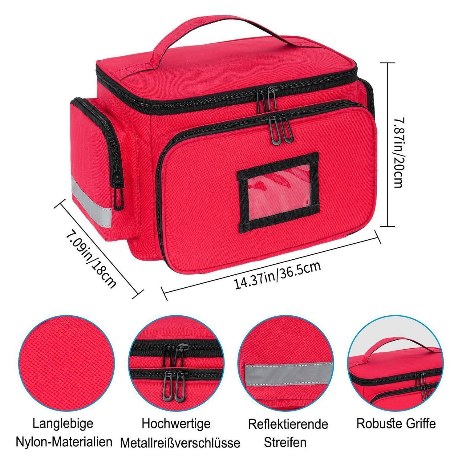 Erste-Hilfe-Tasche Rot mit herausnehmbaren Trennwänden