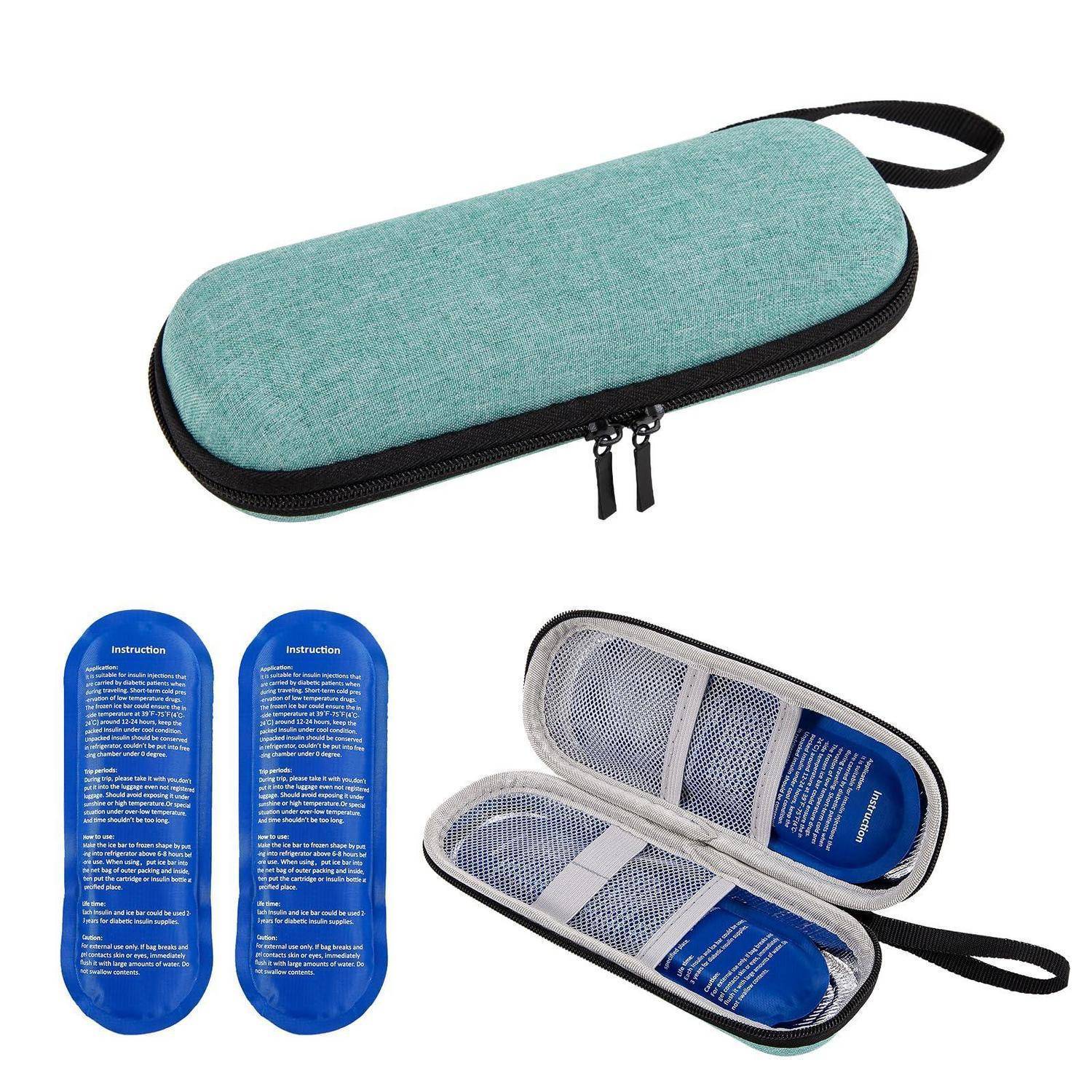 Insulin Kühltasche mit 2 Kühlakkus, Grün