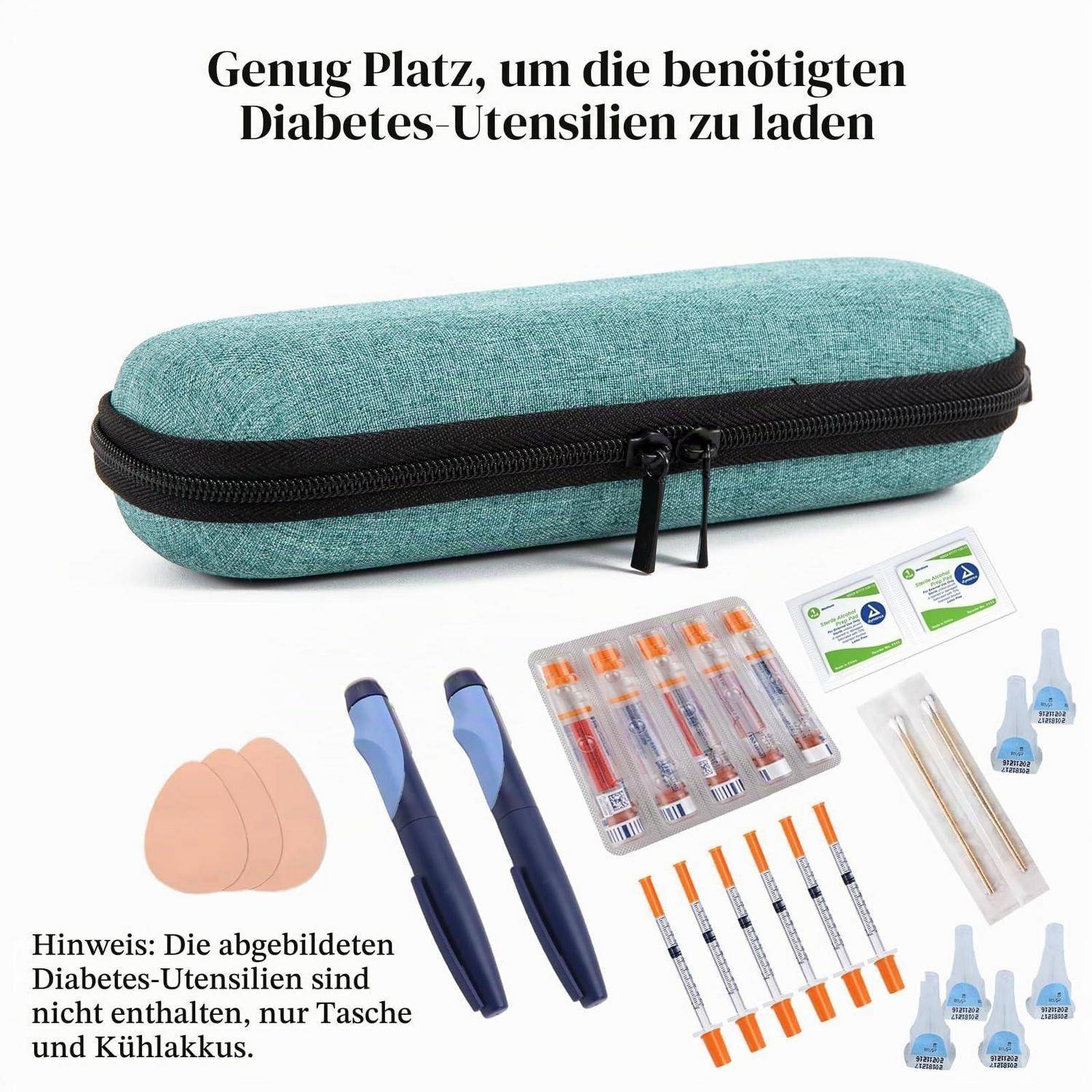 Insulin Kühltasche mit 2 Kühlakkus, Grün
