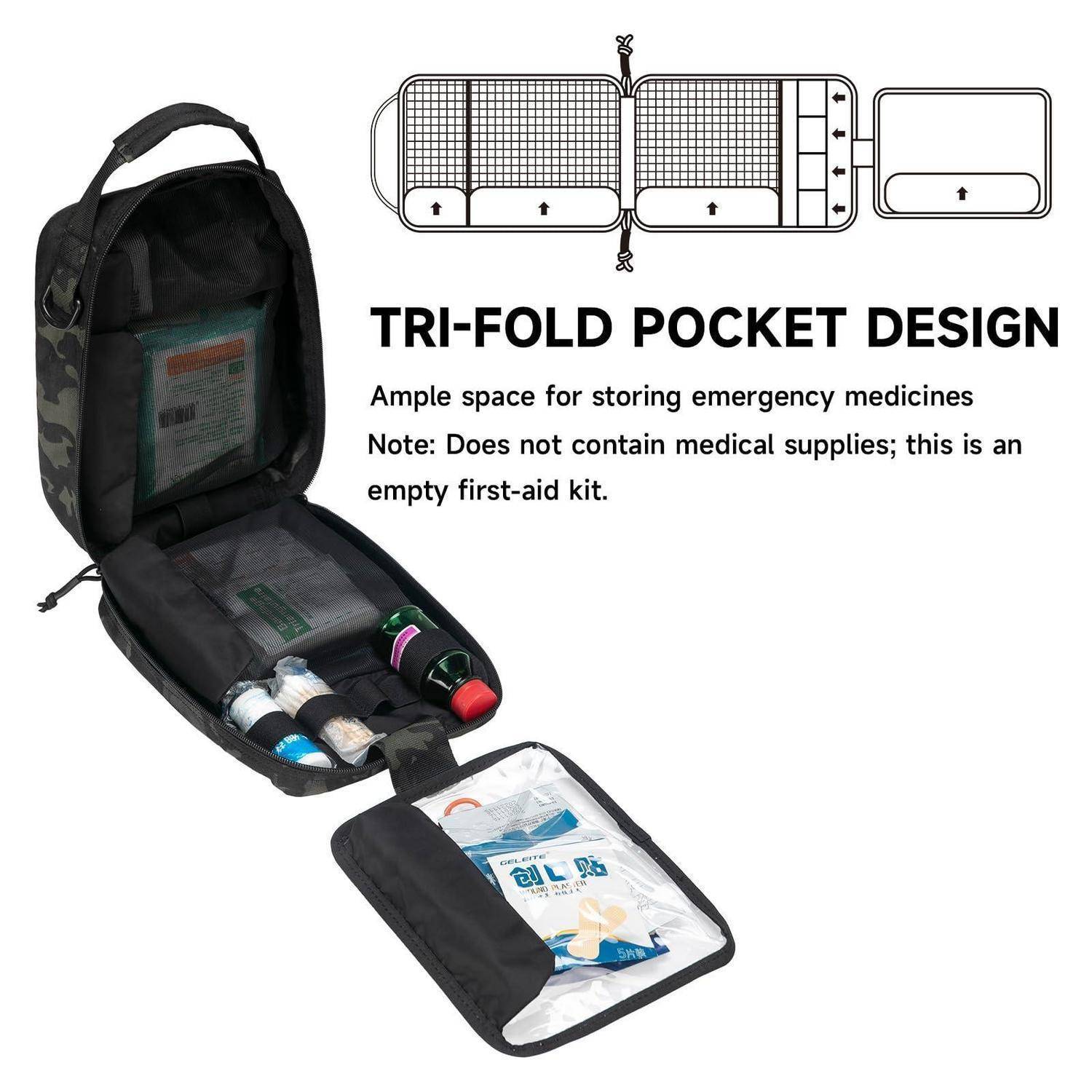Reißbare IFAK Tasche Molle EMT Medizinische Tasche Tarnfarbe Schwarz