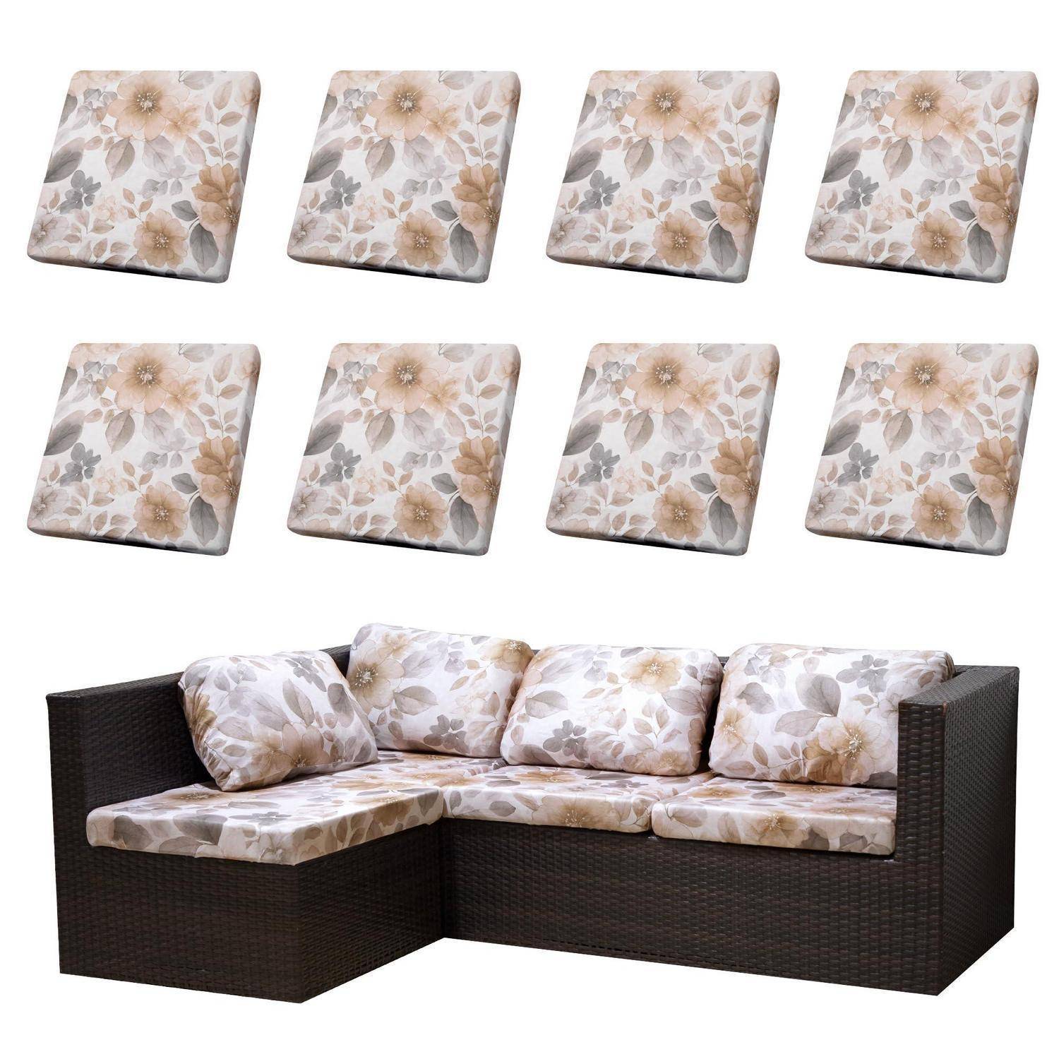 8x Outdoor-Kissenbezüge Stretch 51-68cm Blumenmuster