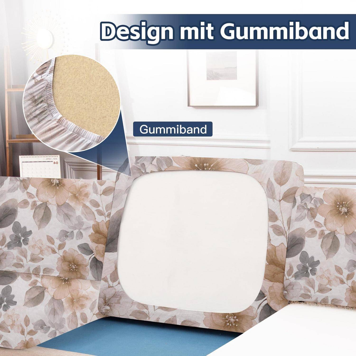 8x Outdoor-Kissenbezüge Stretch 51-68cm Blumenmuster
