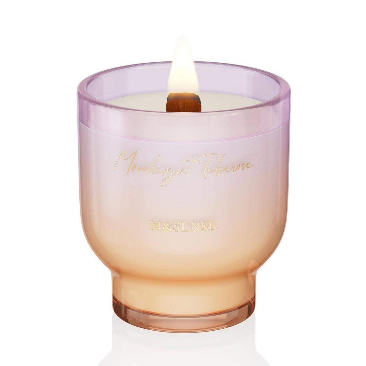 Duftkerze Mondlicht-Tuberose Holzdocht 280g 60h Sojawachs