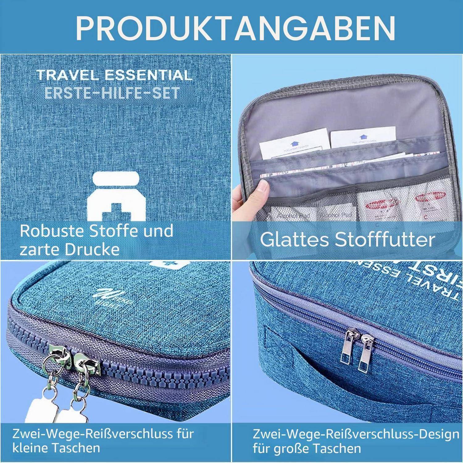 2stk Medikamententasche, Reiseapotheke, Erste Hilfe Tasche, Doppelschicht, Wasserfest