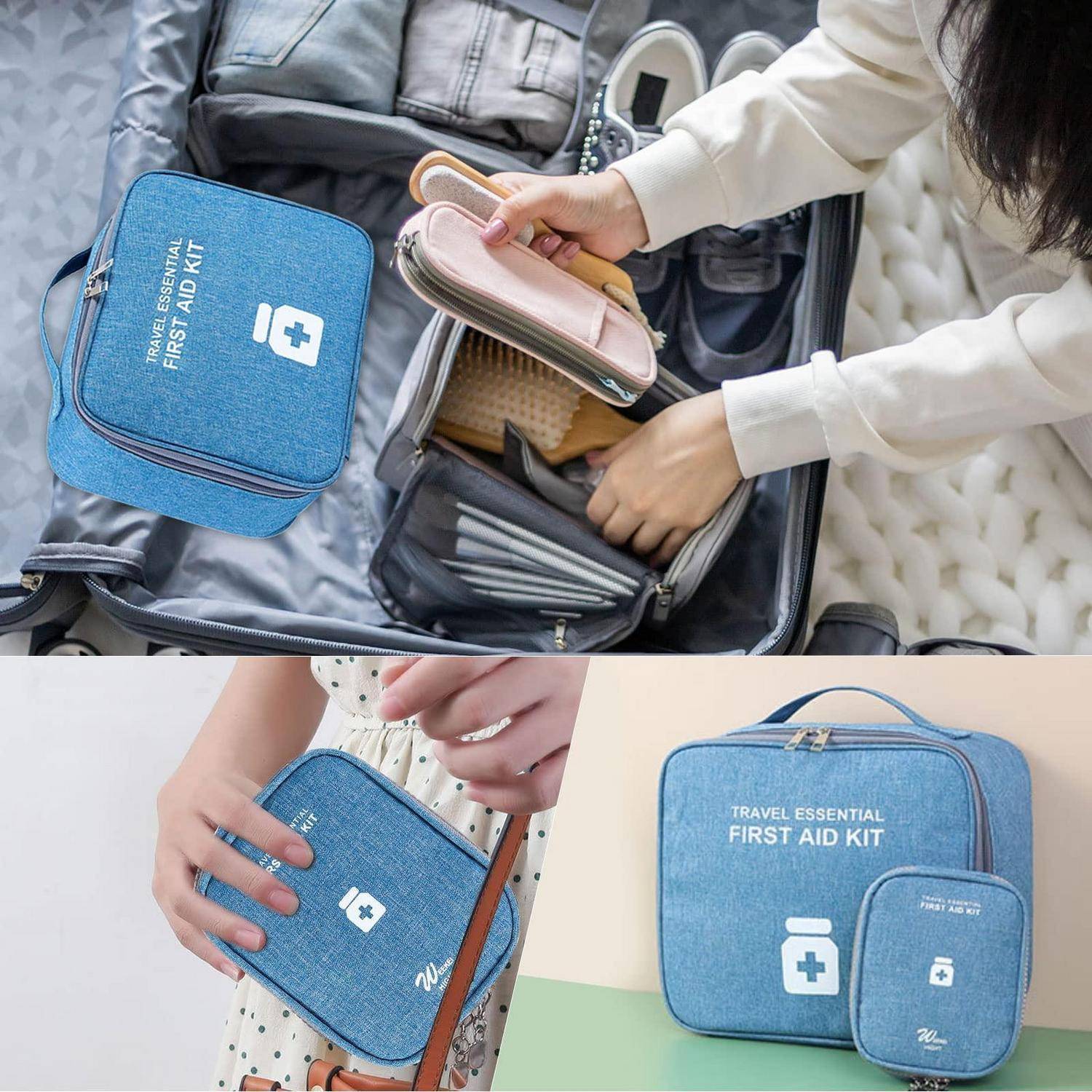 2stk Medikamententasche, Reiseapotheke, Erste Hilfe Tasche, Doppelschicht, Wasserfest
