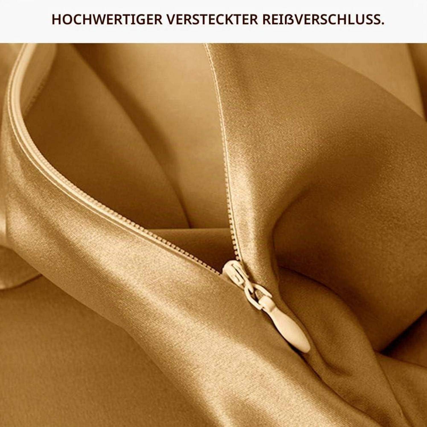 Kissenbezug Seide 22 Momme Gold 40x60 cm mit Reißverschluss