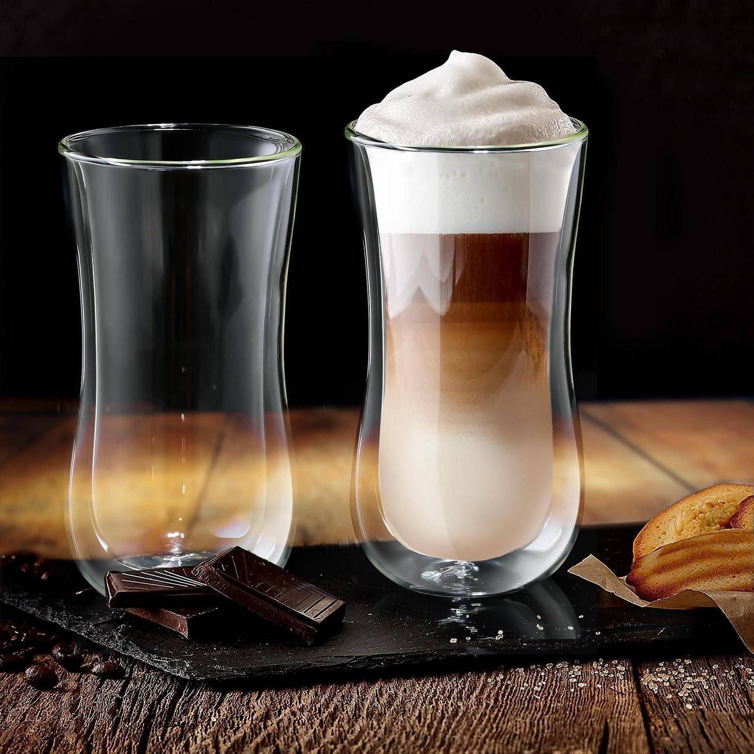 Joeyan Doppelwandige Kaffeegläser 2er Set 400ml Borosilikatglas Thermogläser