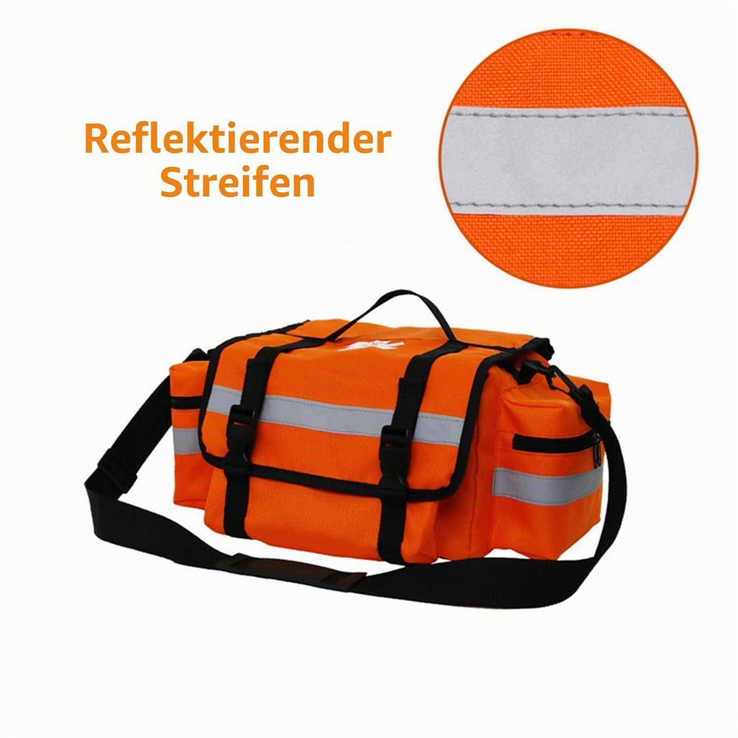 Erste-Hilfe-Tasche Rot mit Reflektoren, große Kapazität