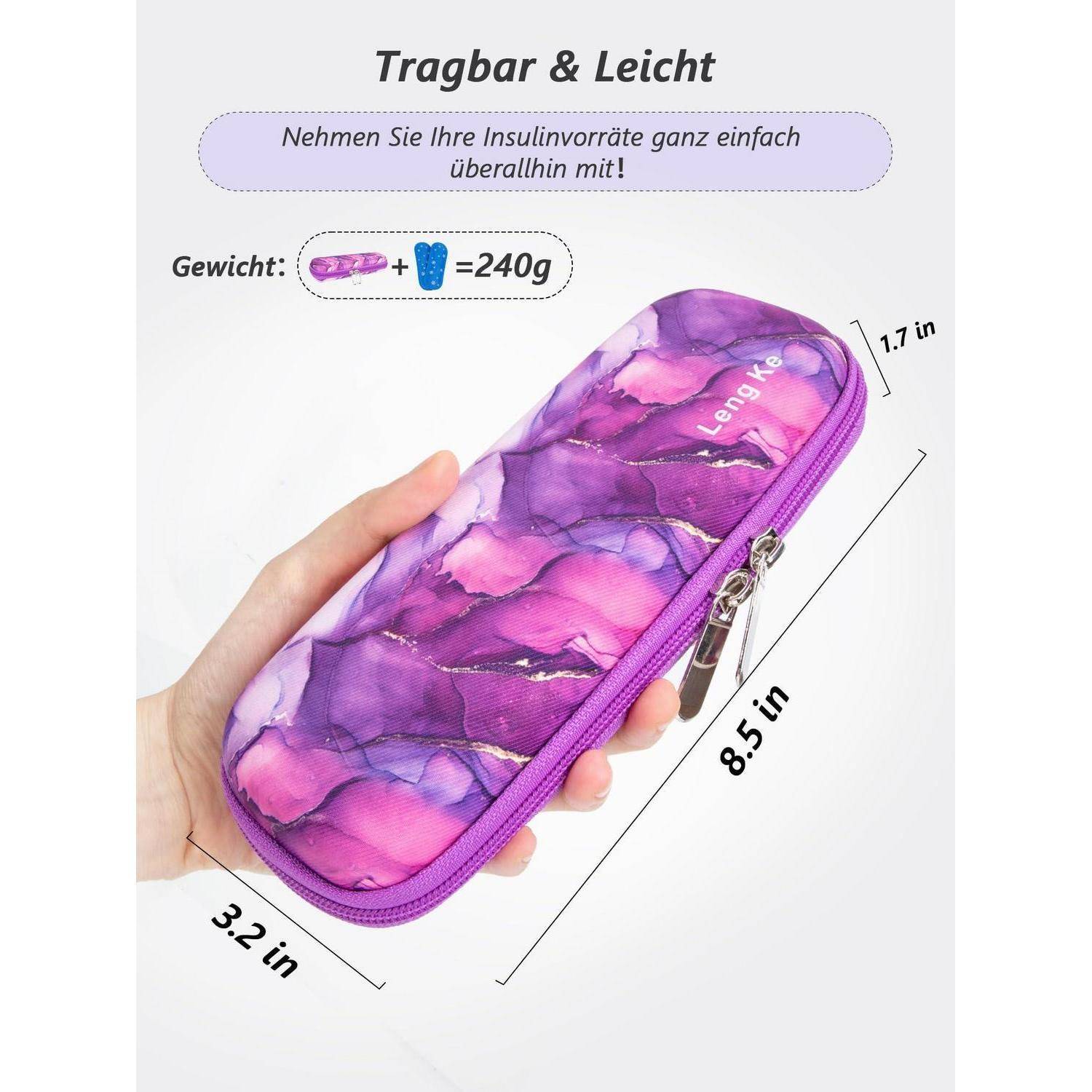 SUNMON Insulin Kühltasche mit 2 Kühlakkus Violett