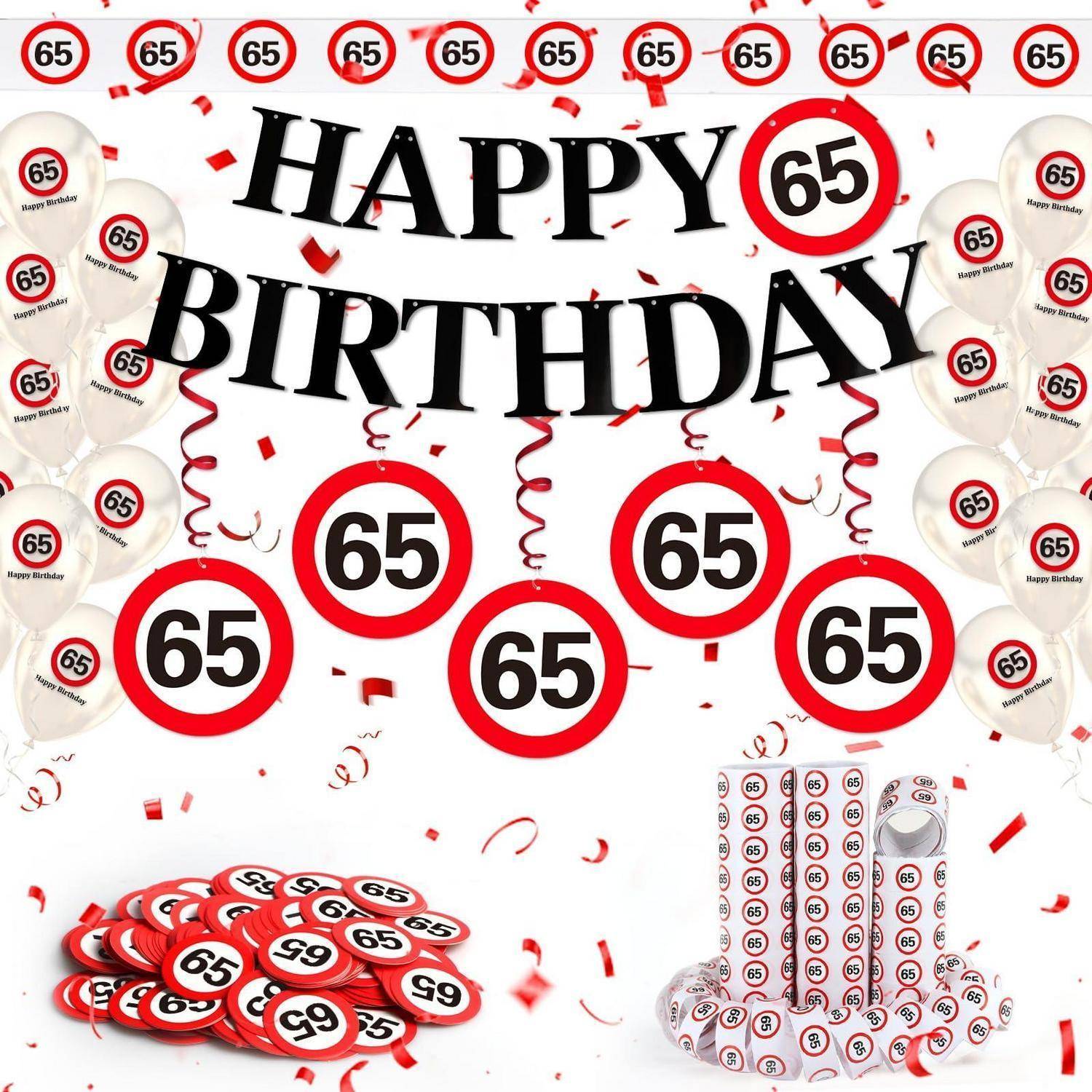 Geburtstagsdeko Set 65 Verkehrsschild Banner Ballons Konfetti