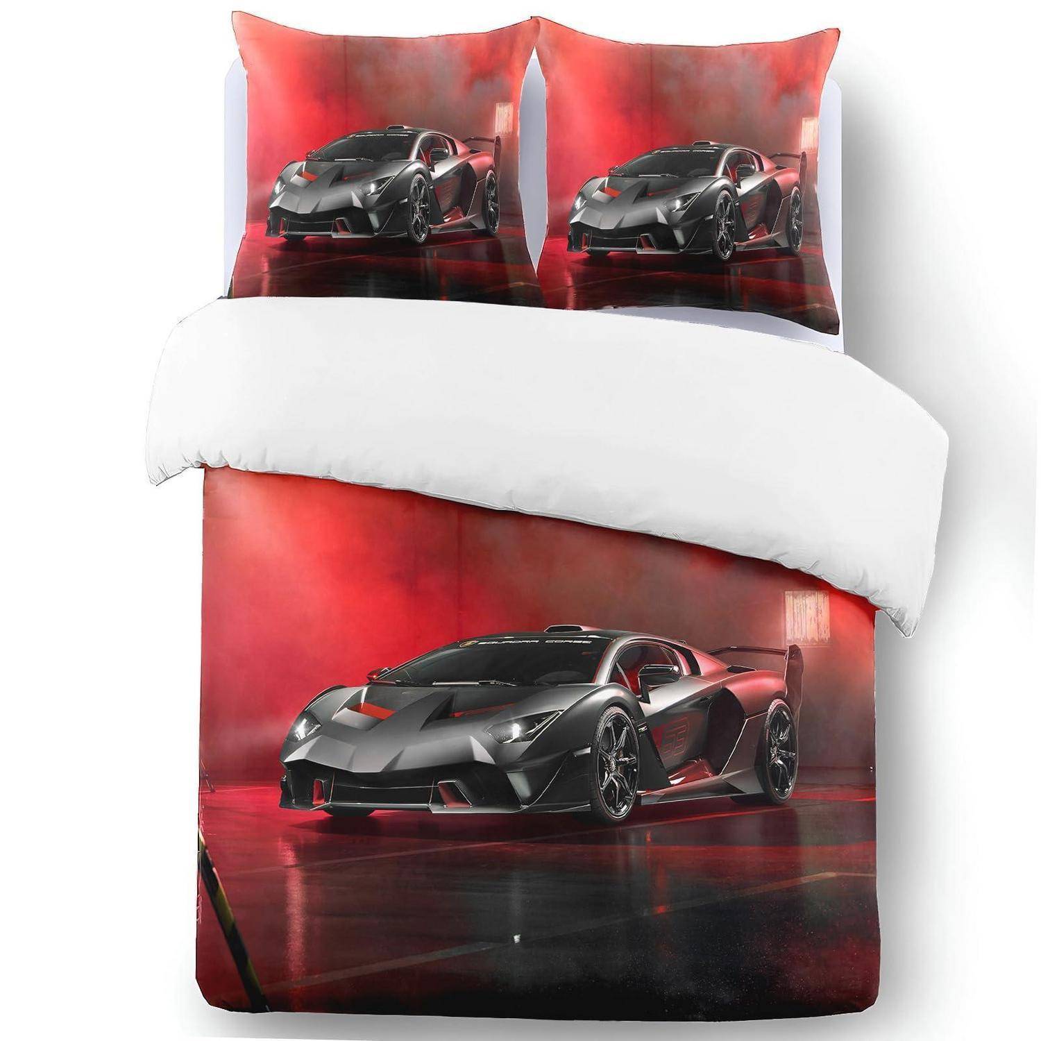Bettwäsche Set Rennwagen 200x200cm Mikrofaser mit 2 Kissenbezügen 65x65cm