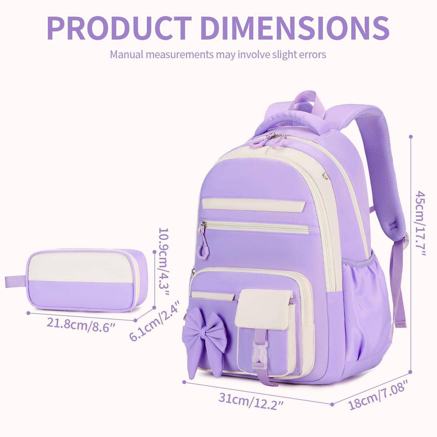 Schulrucksack Set Mädchen Lila mit Federmäppchen