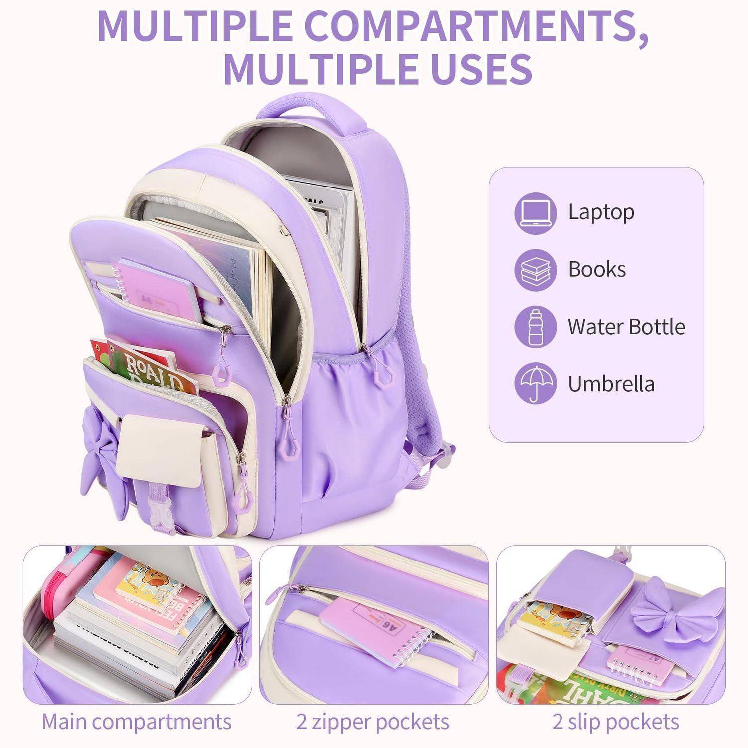 Schulrucksack Set Mädchen Lila mit Federmäppchen