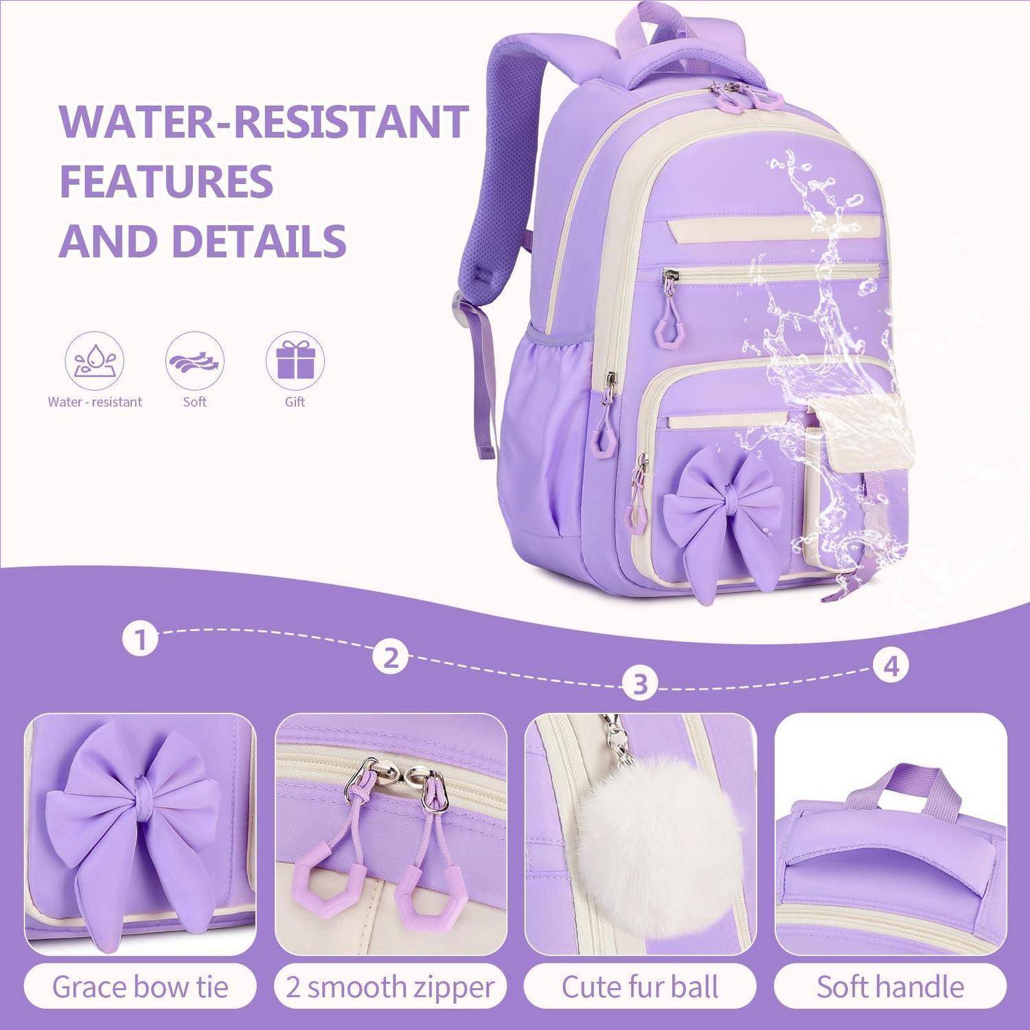 Schulrucksack Set Mädchen Lila mit Federmäppchen
