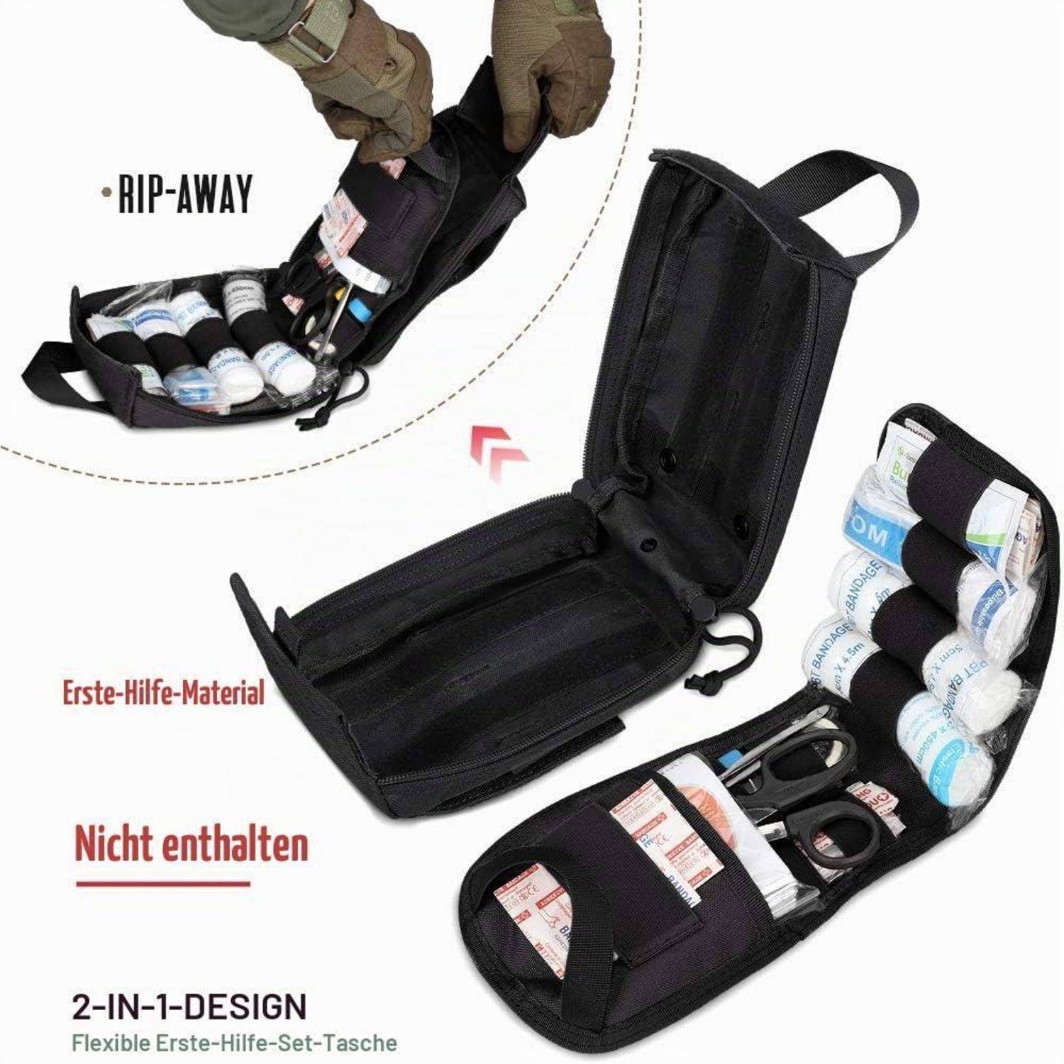 WYNEX Tactical Erste-Hilfe-Beutel Rip-Away MOLLE EMT-Tasche Schwarz