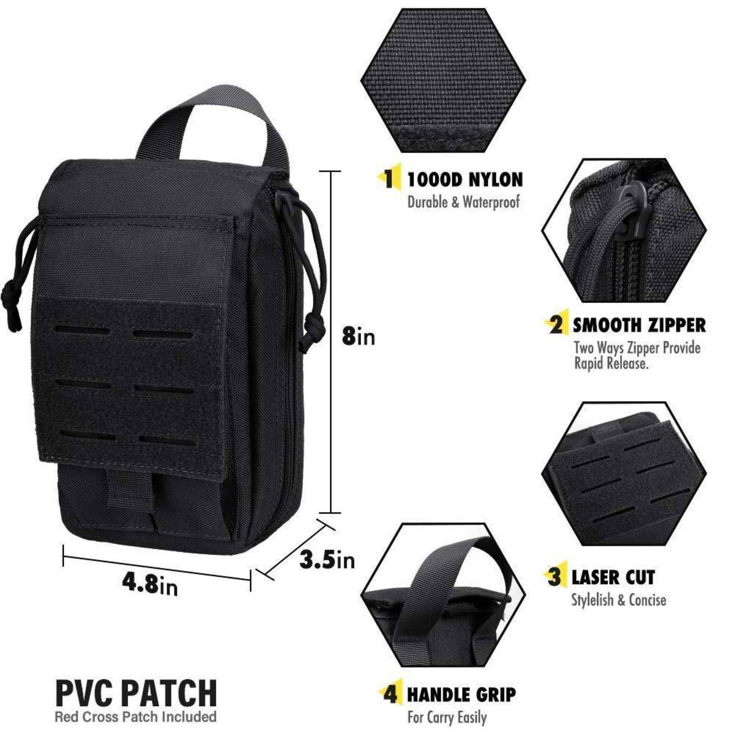 WYNEX Tactical Erste-Hilfe-Beutel Rip-Away MOLLE EMT-Tasche Schwarz