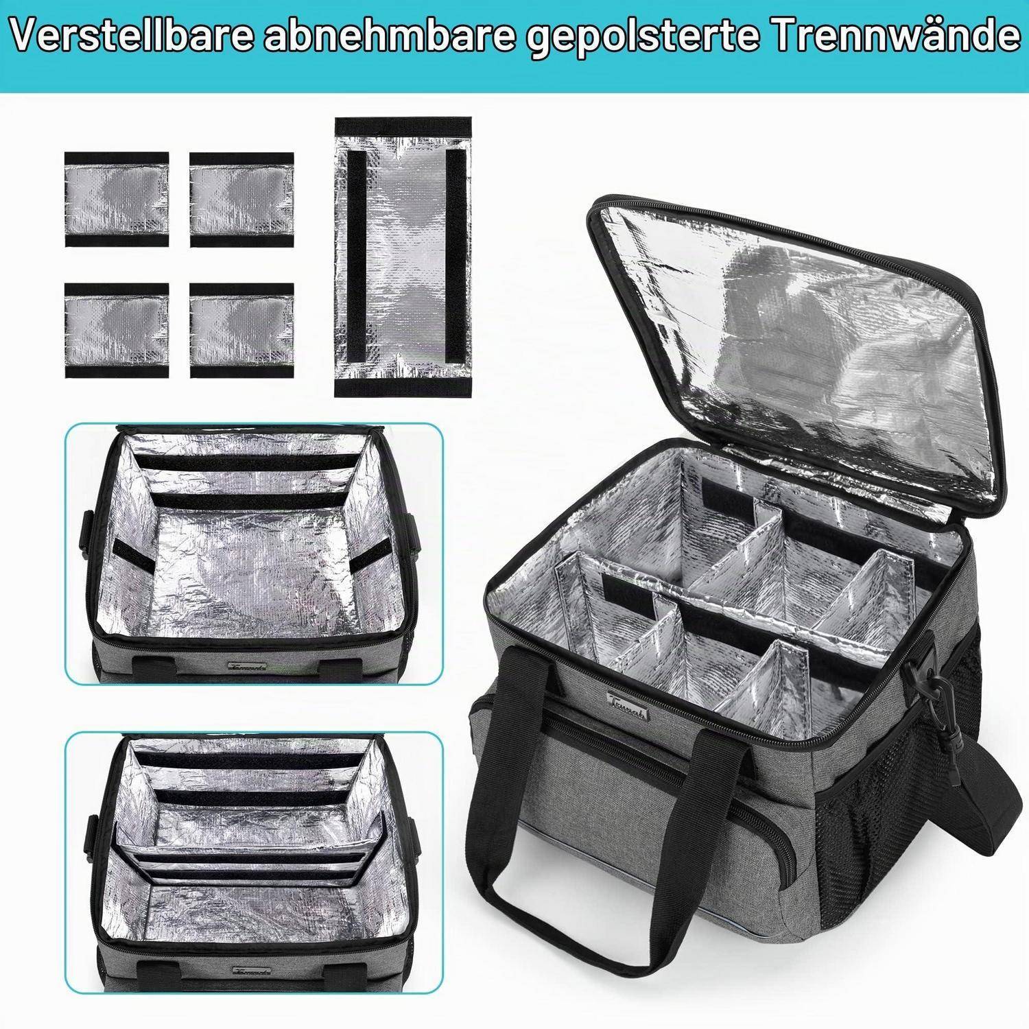 Trunab Isolierte Medizinische Tasche Grau mit 5 Trennwänden 30x26x21cm