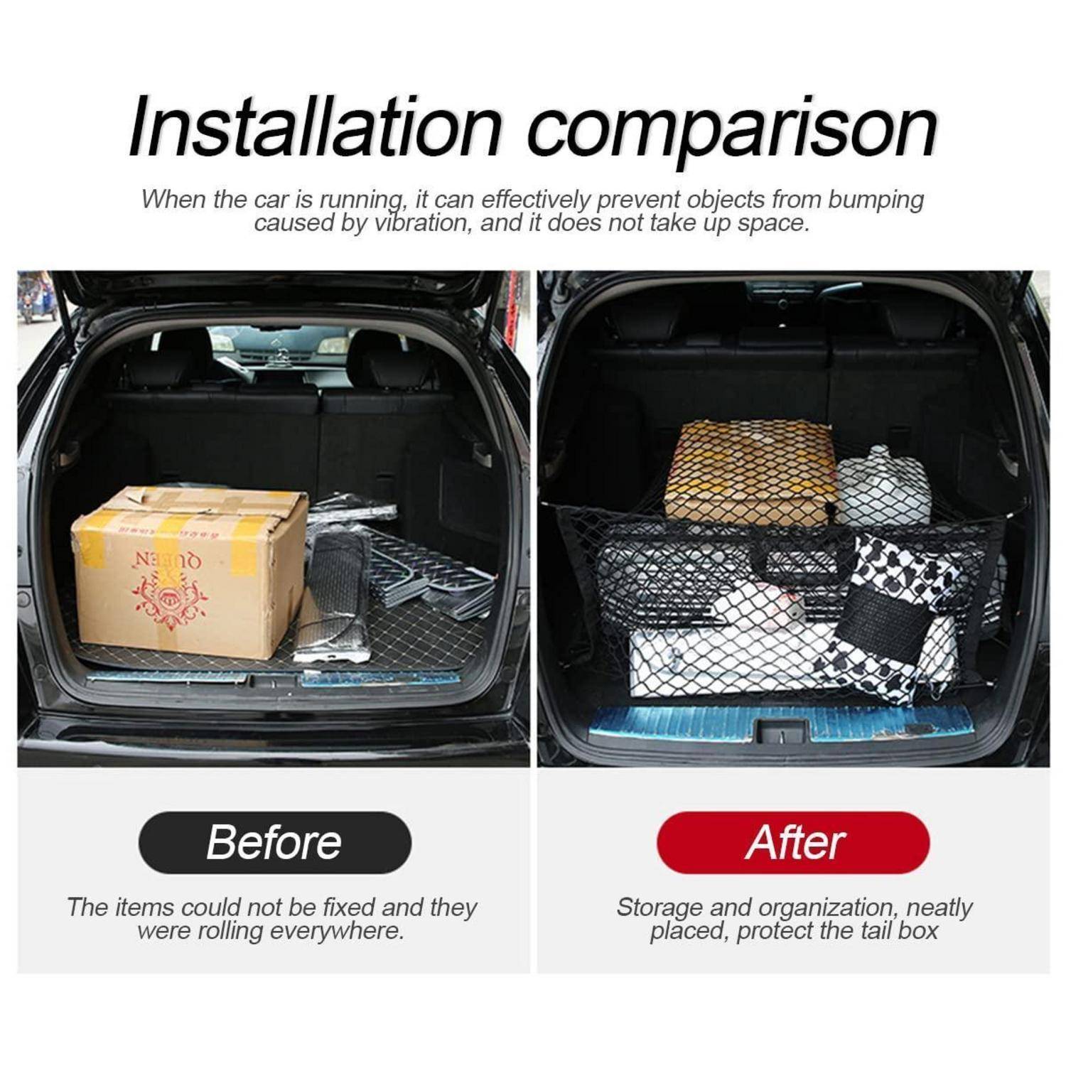 CGEAMDY Kofferraumnetz Nylon 90x40cm ausziehbar Universal für PKW SUV LKW